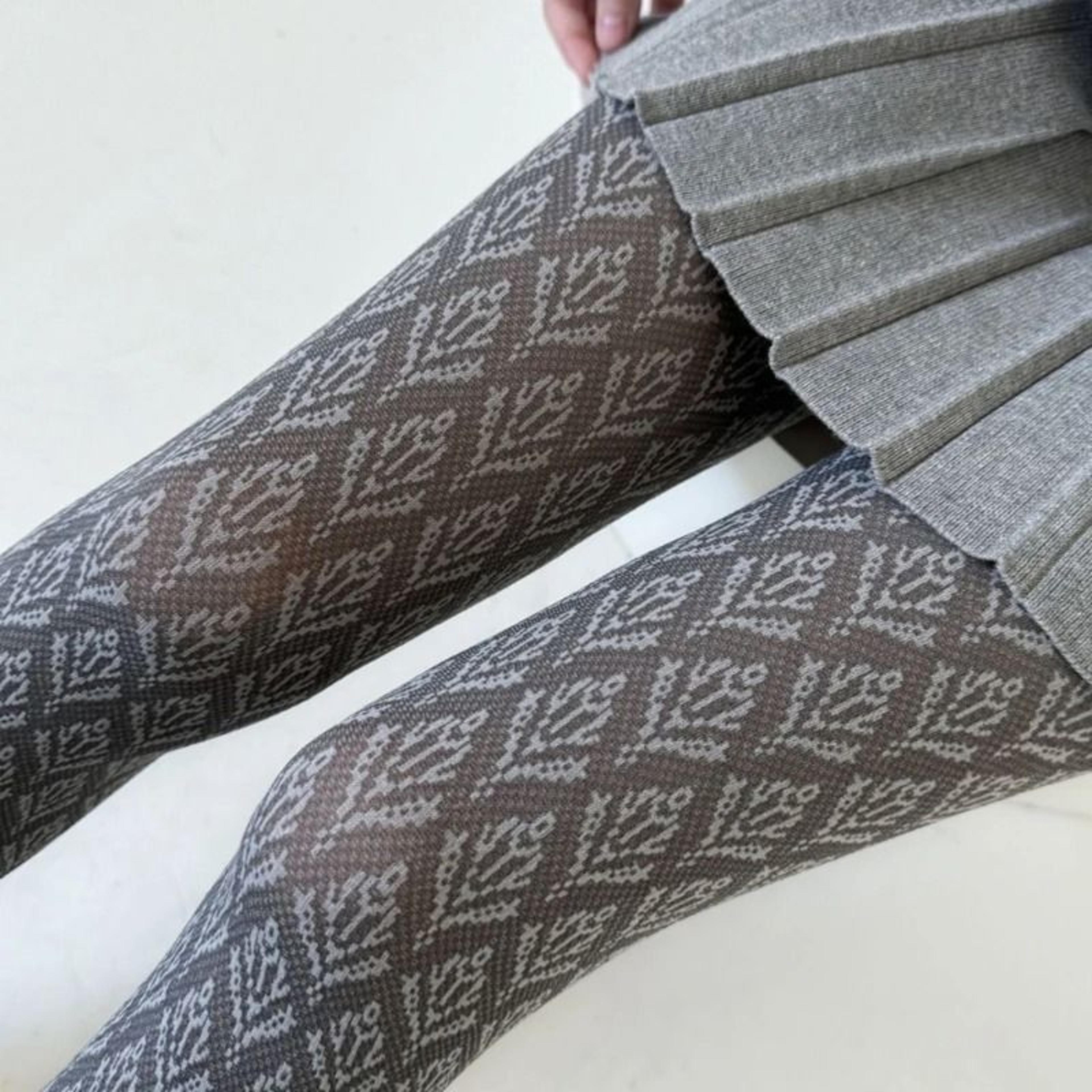 Ornate Botanical Jacquard Patterned Hosiery 5