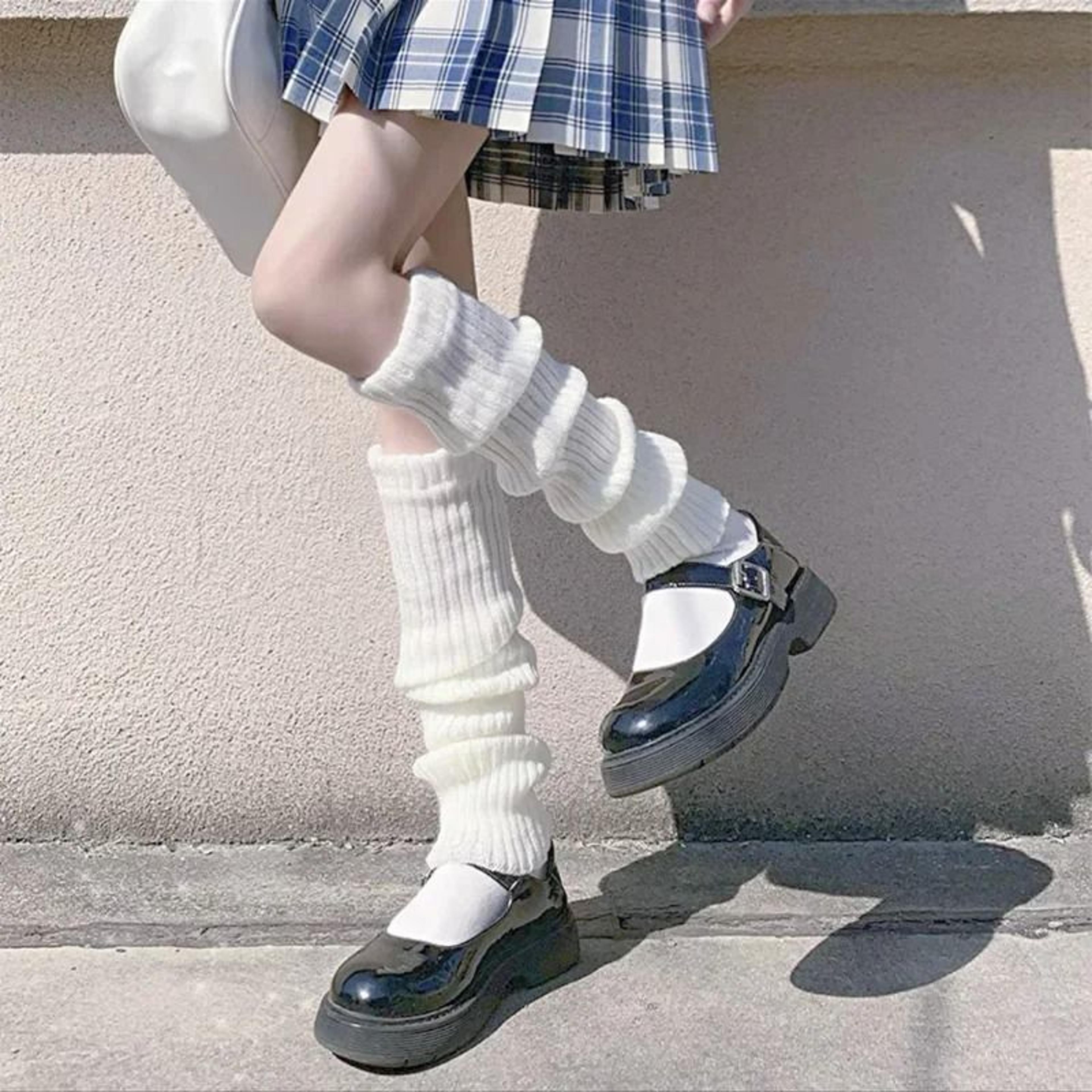 ribbed knit lolita leg warmers and boot cuffs