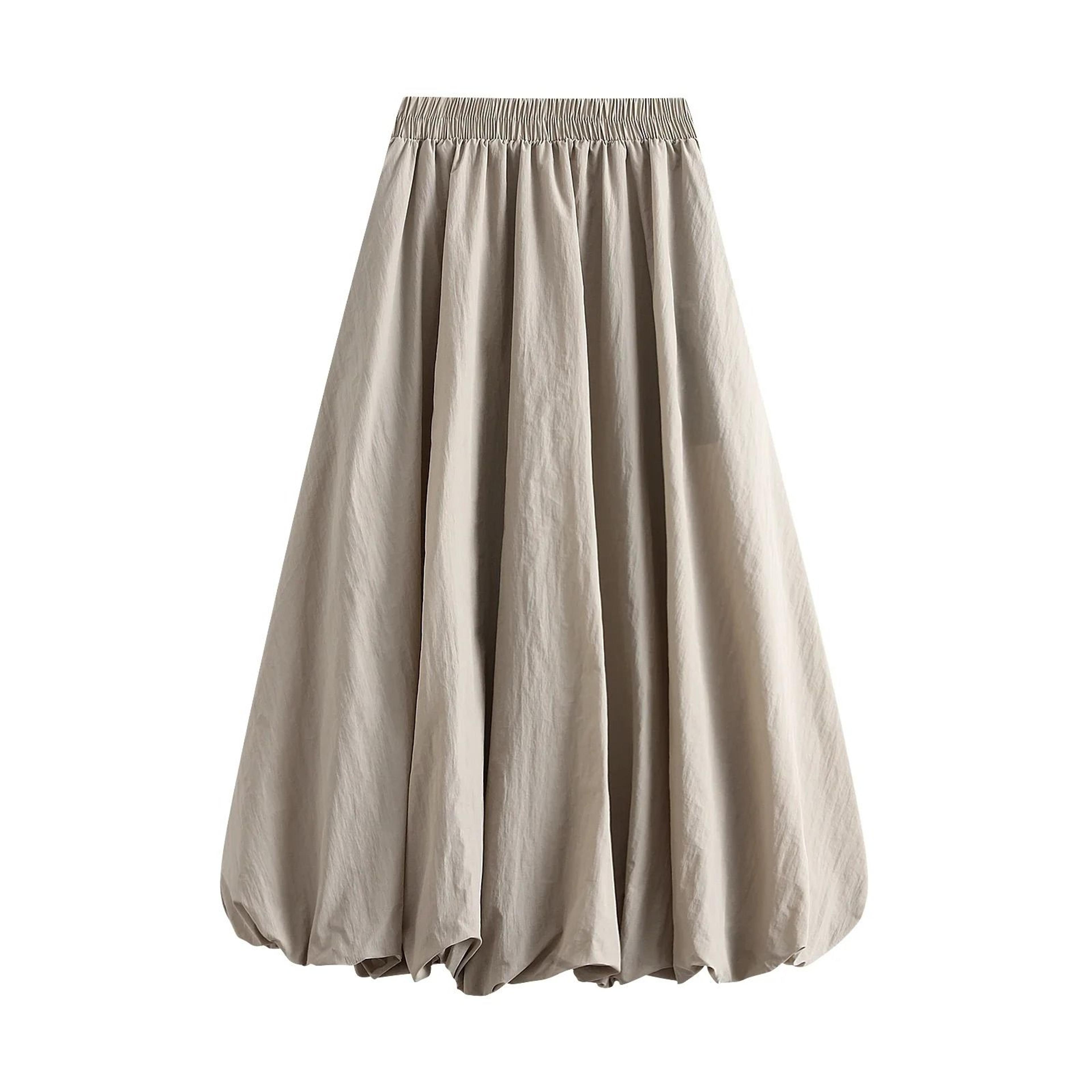 Vintage Balloon High Waist Puff Maxi Skirt 9