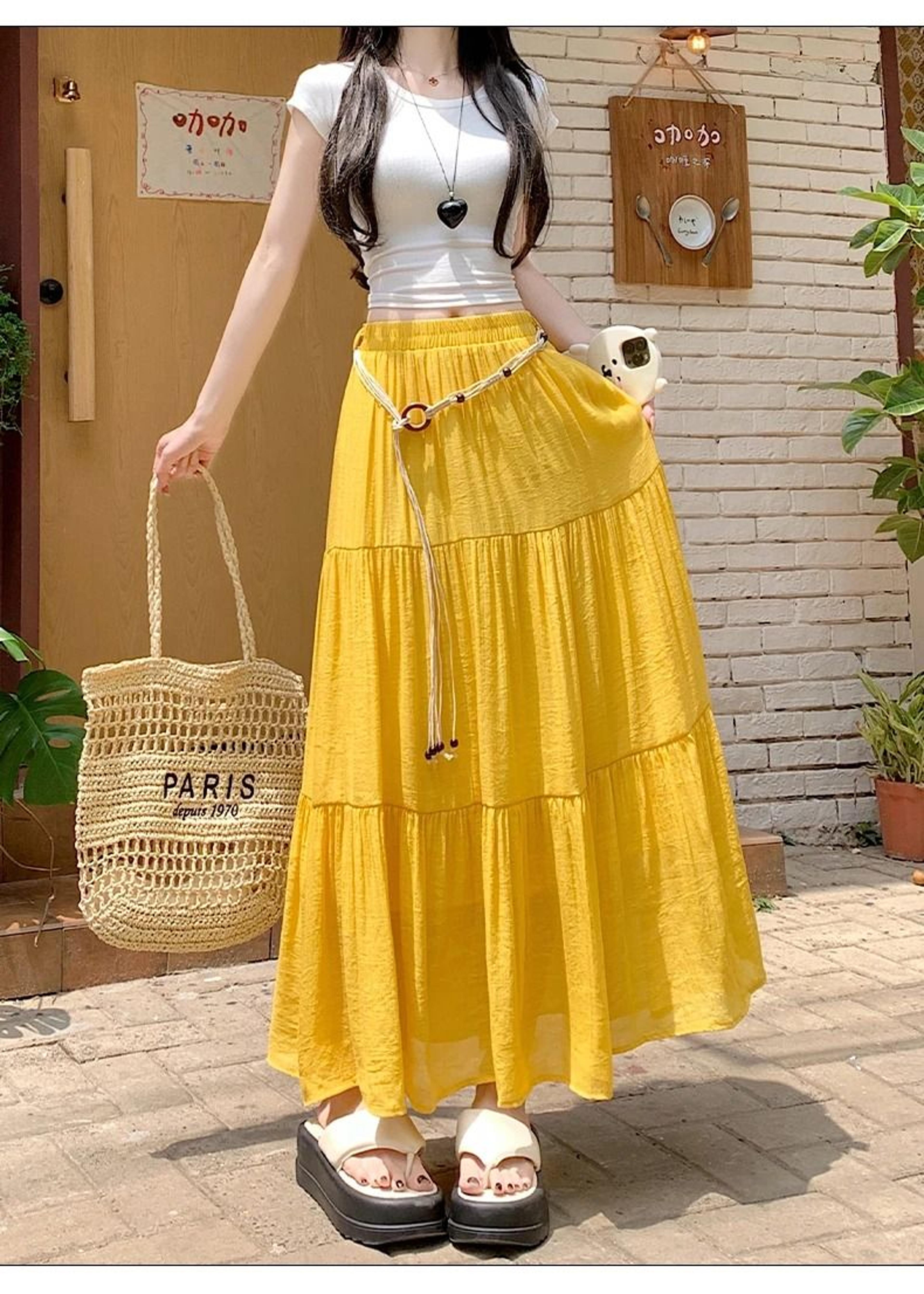 Boho Cotton Linen Slimming Midi Skirt 9