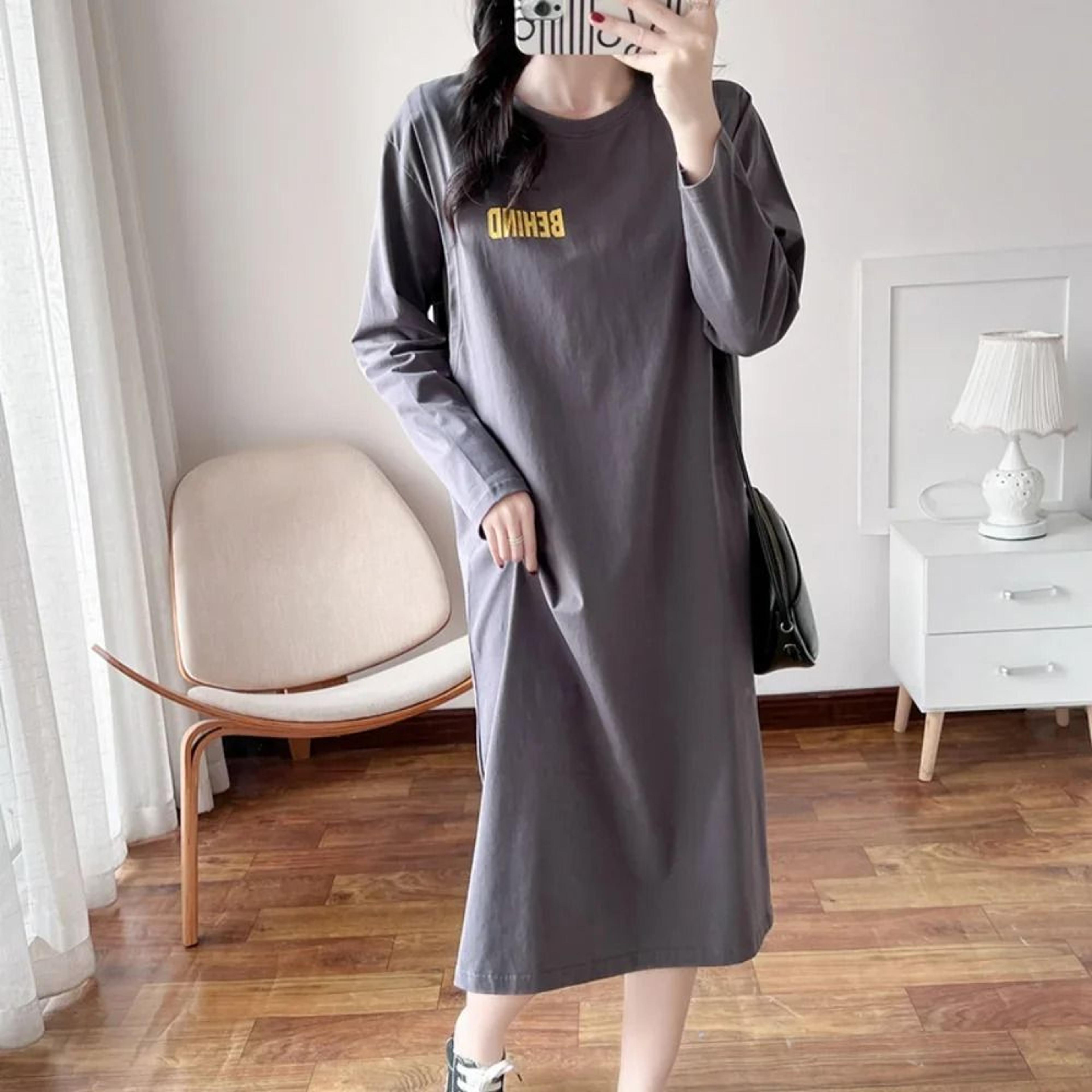 Casual Printed Maternity And Breastfeeding TShirt Dress 1