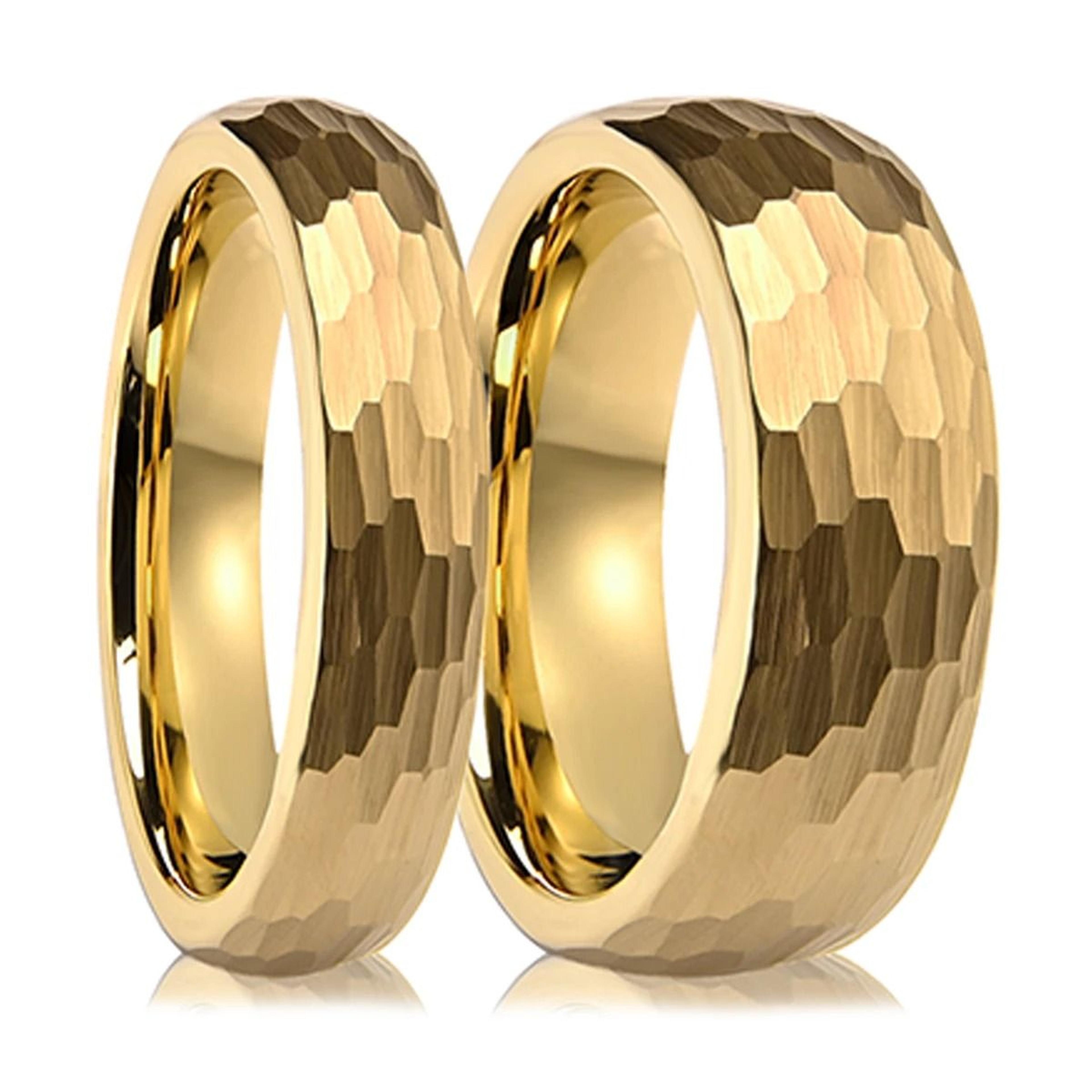 0.24in and 0.31in gold finish hammered tungsten carbide professional ensemble
