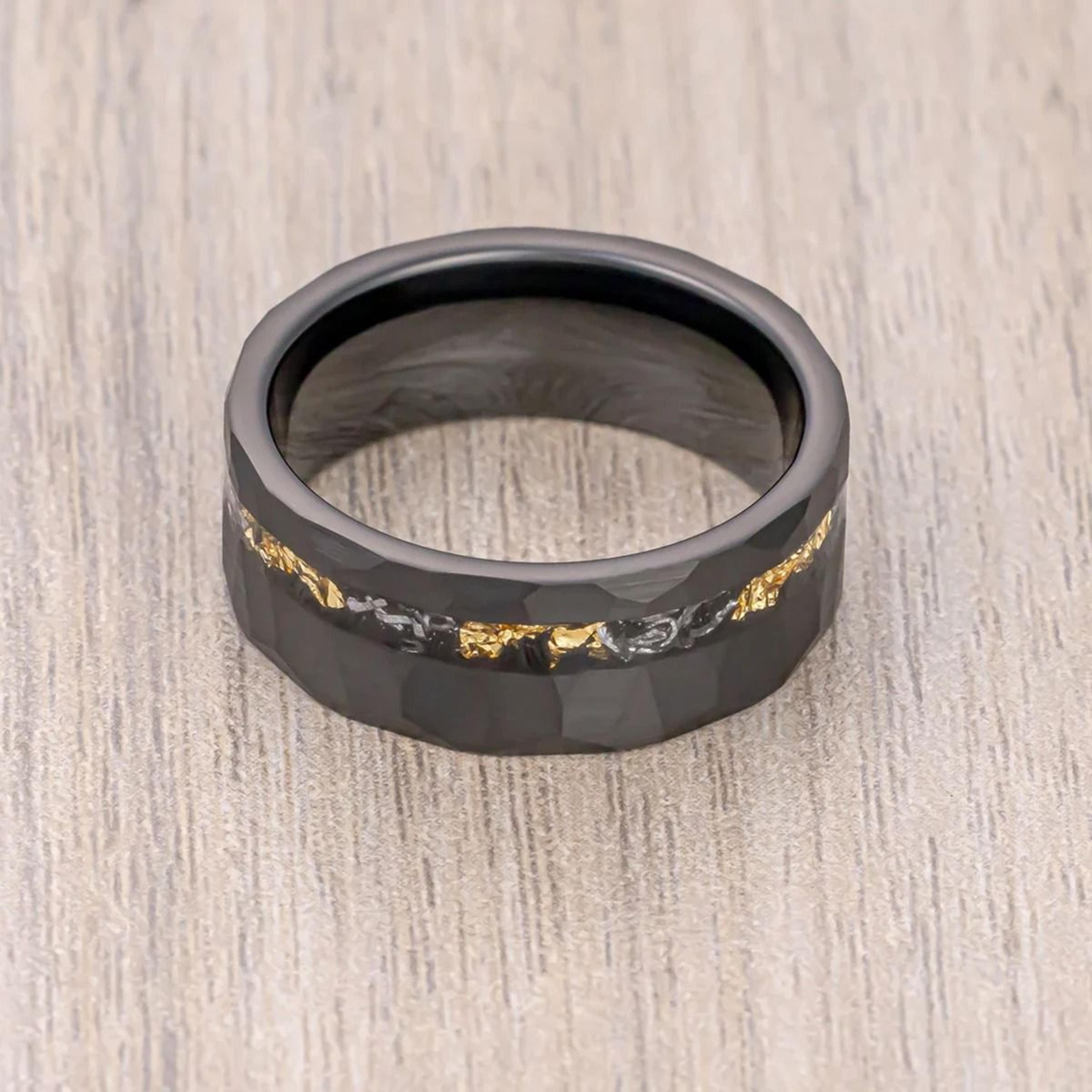 031 Inch Black Meteorite Inlay Tungsten Carbide Performance Ensemble 4