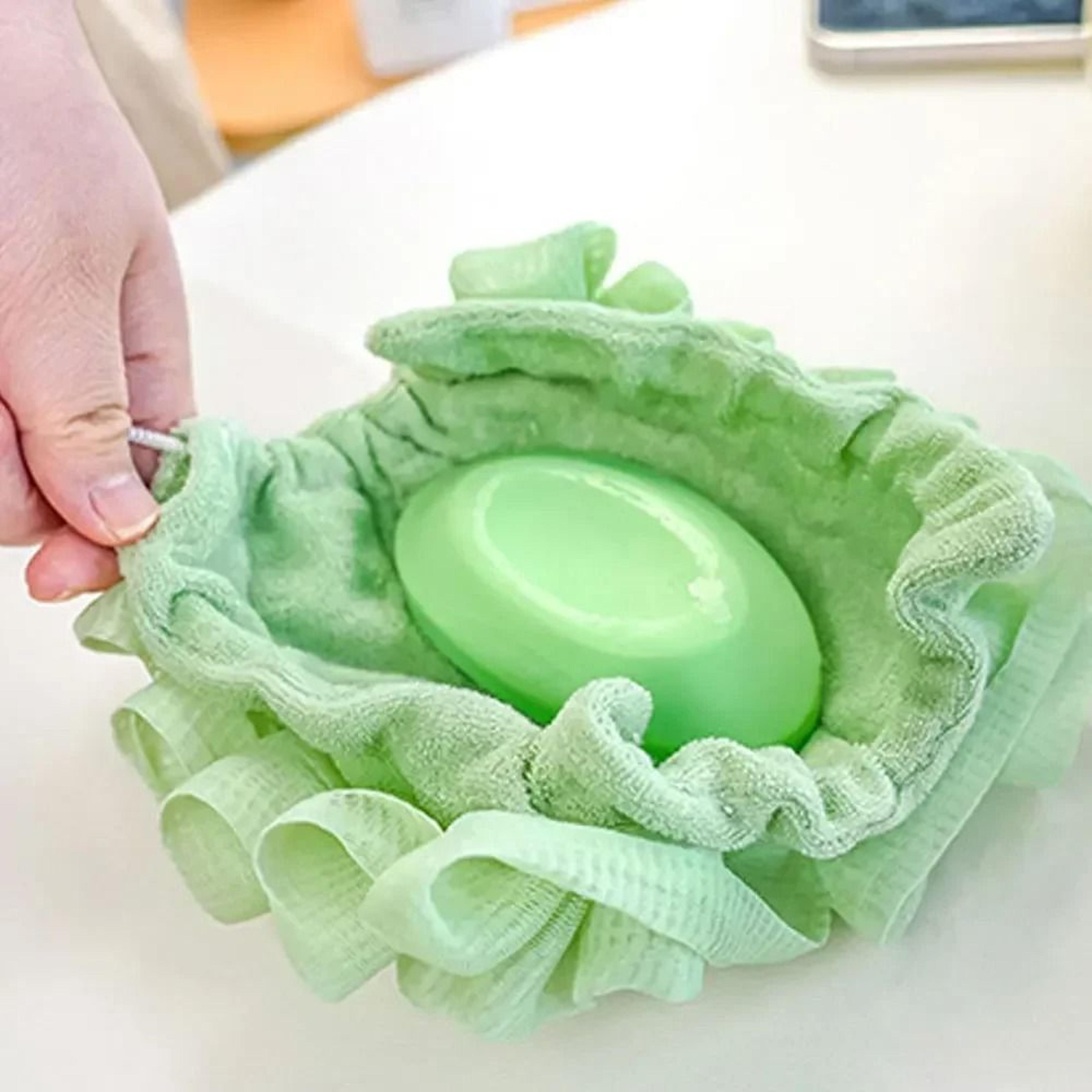 2-in-1 integrated soap pouch and mesh bath interface