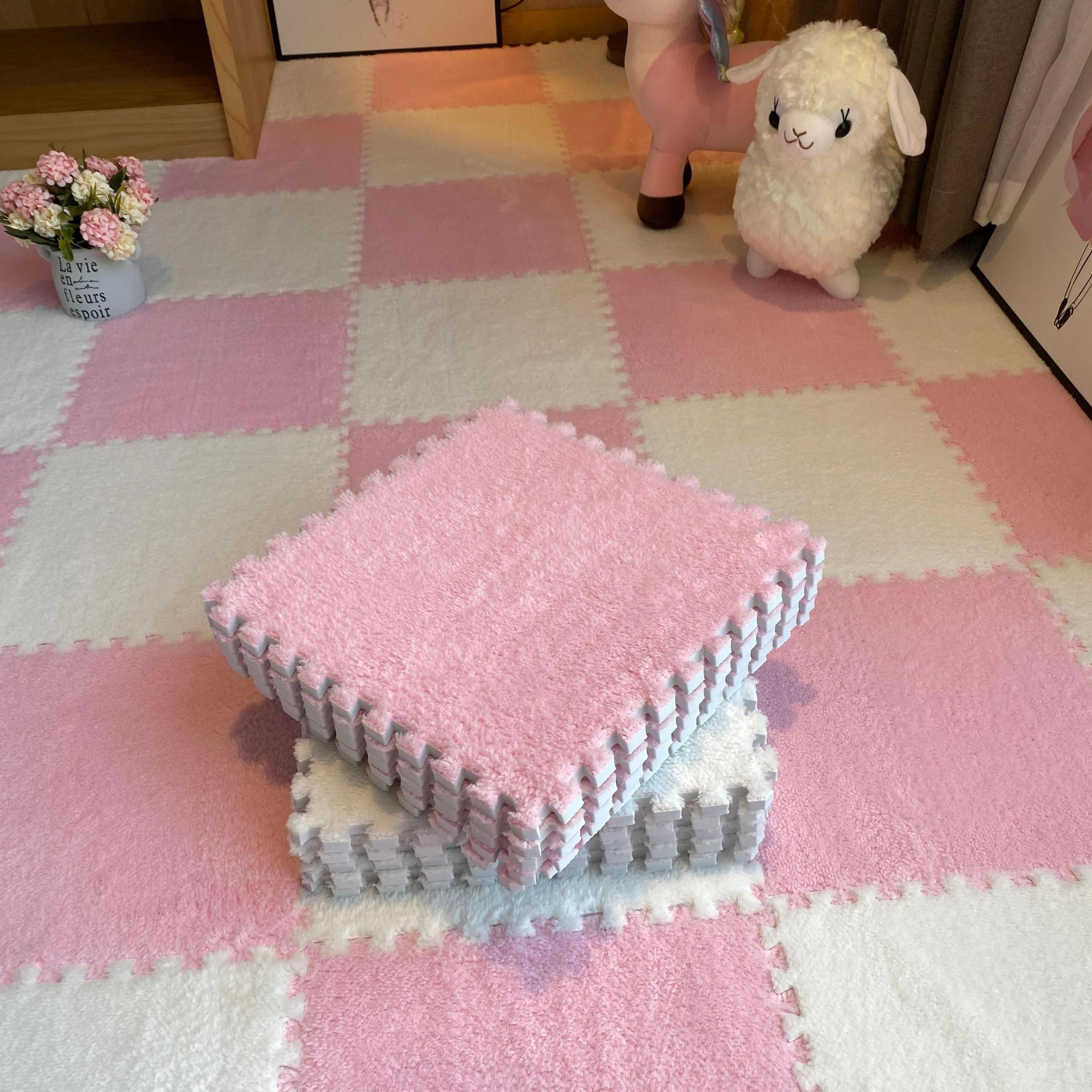 plush interlocking pediatric floor mat tiles