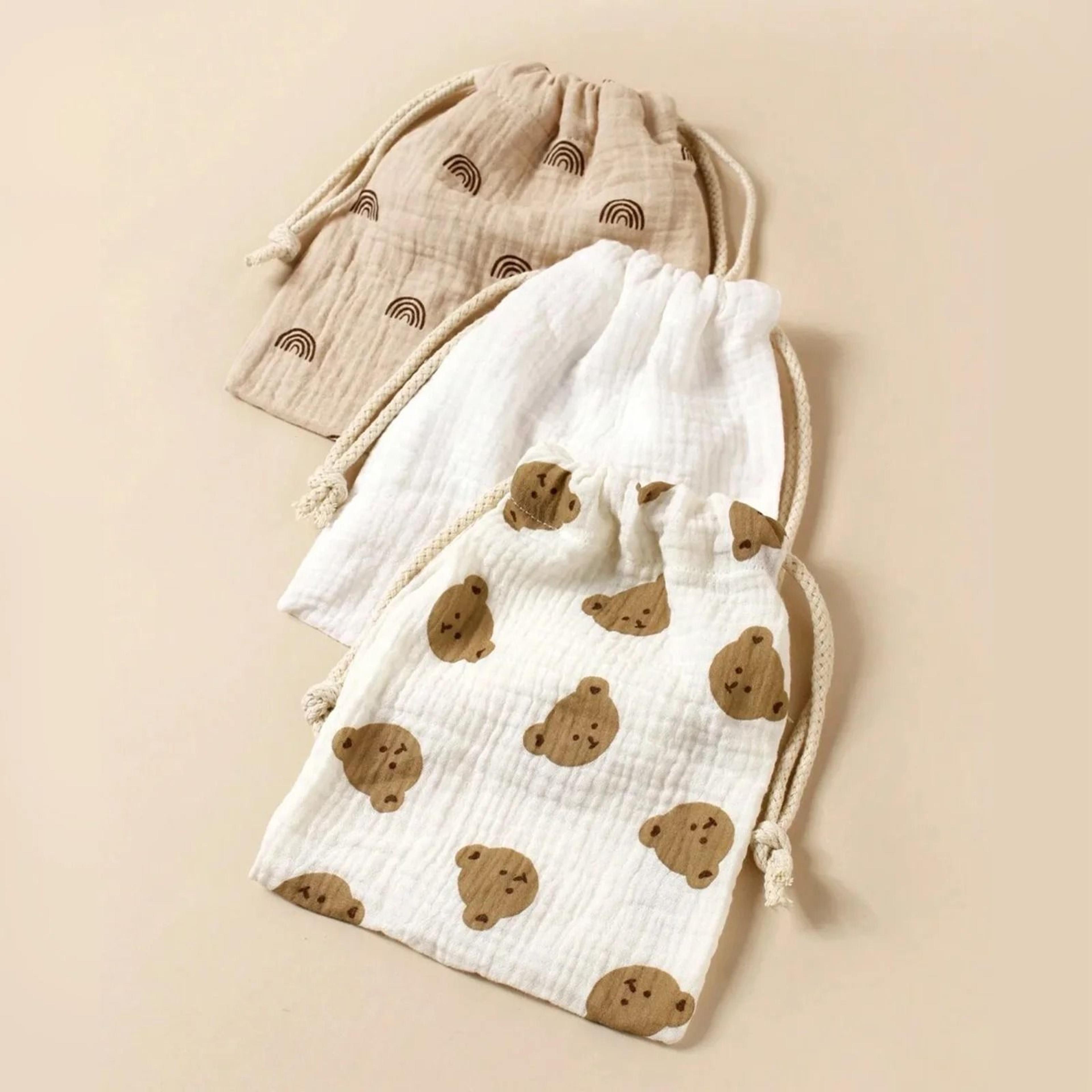 bear theme cotton muslin pediatric drawstring shield