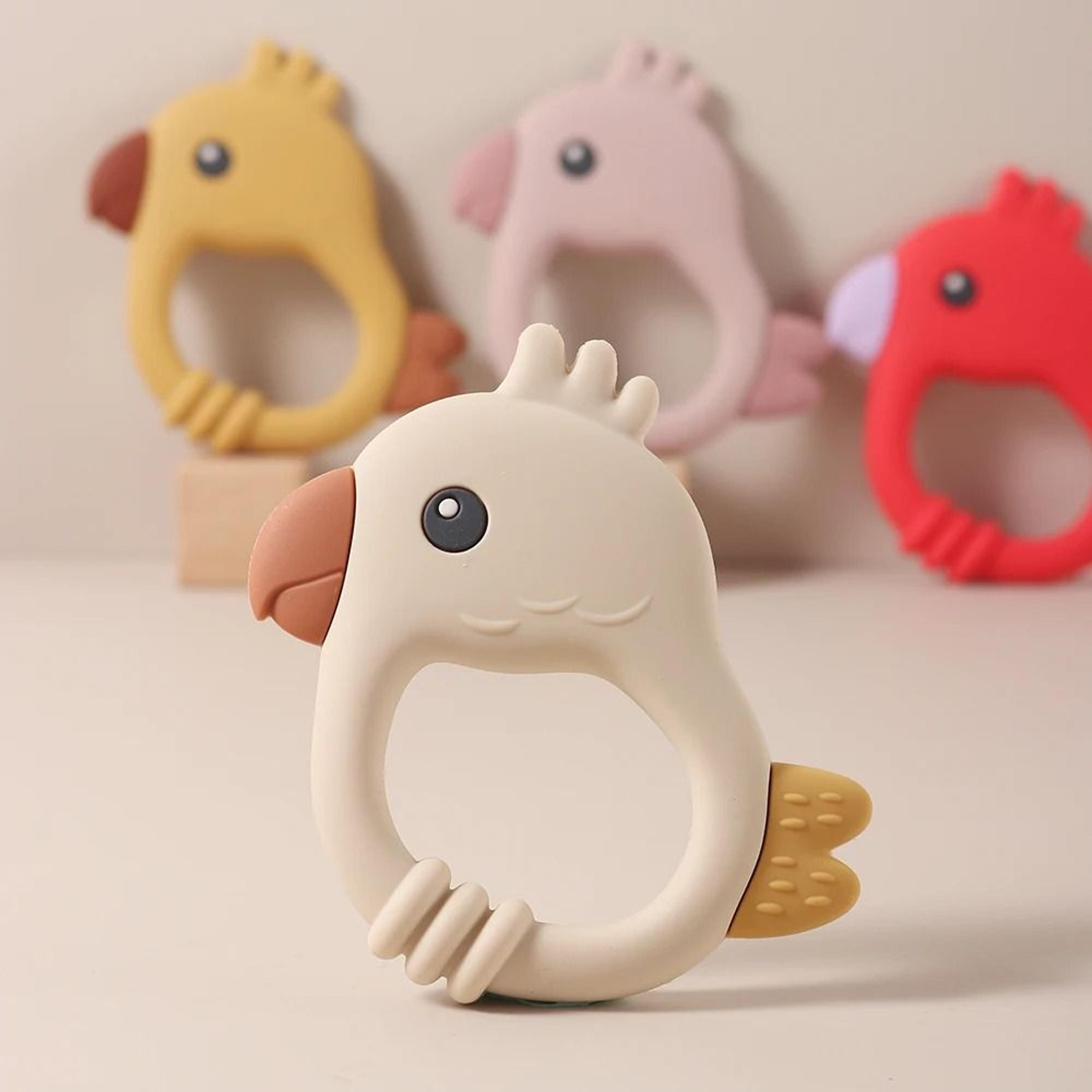 colorful parrot kids silicone teether
