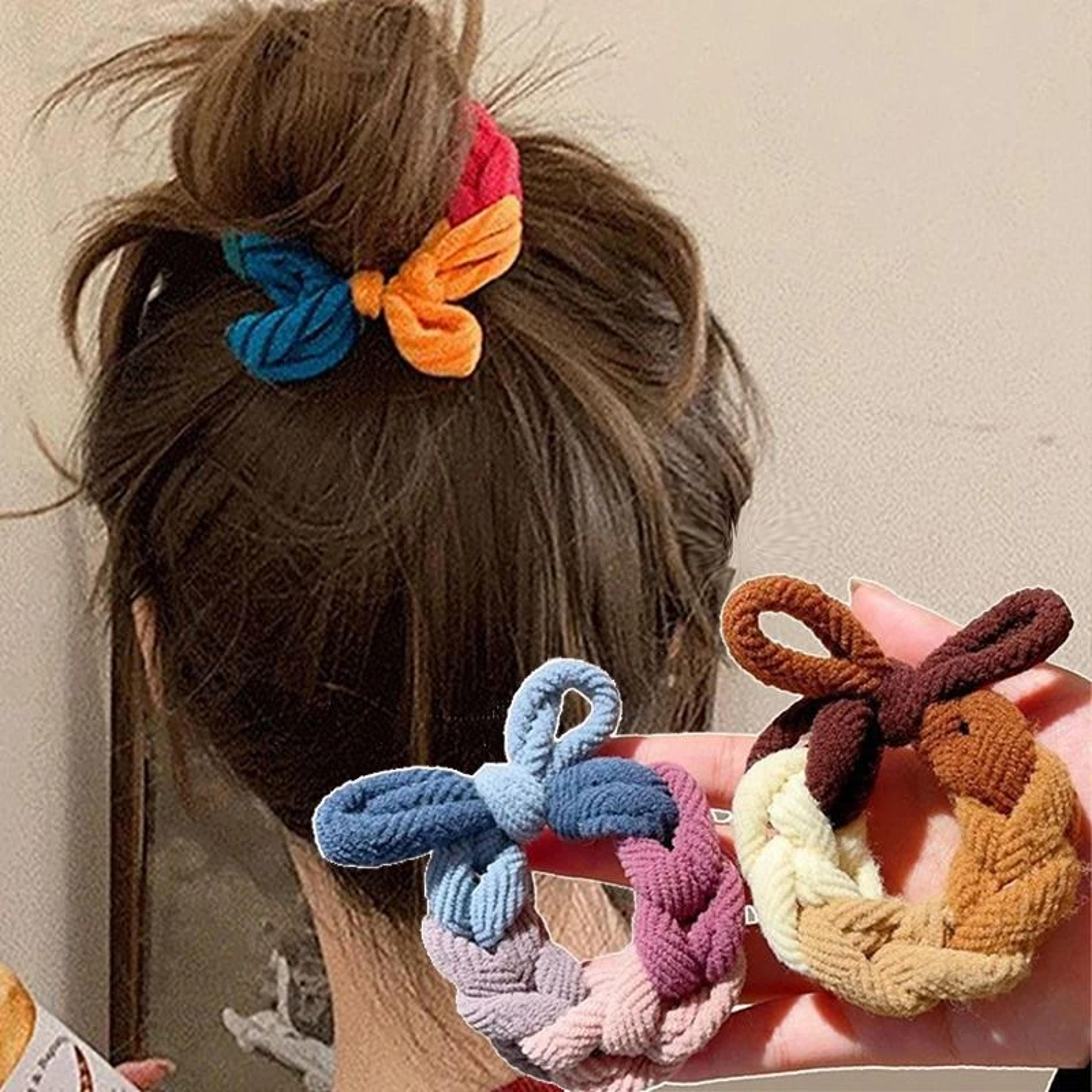 hand woven bow elastic hair ties