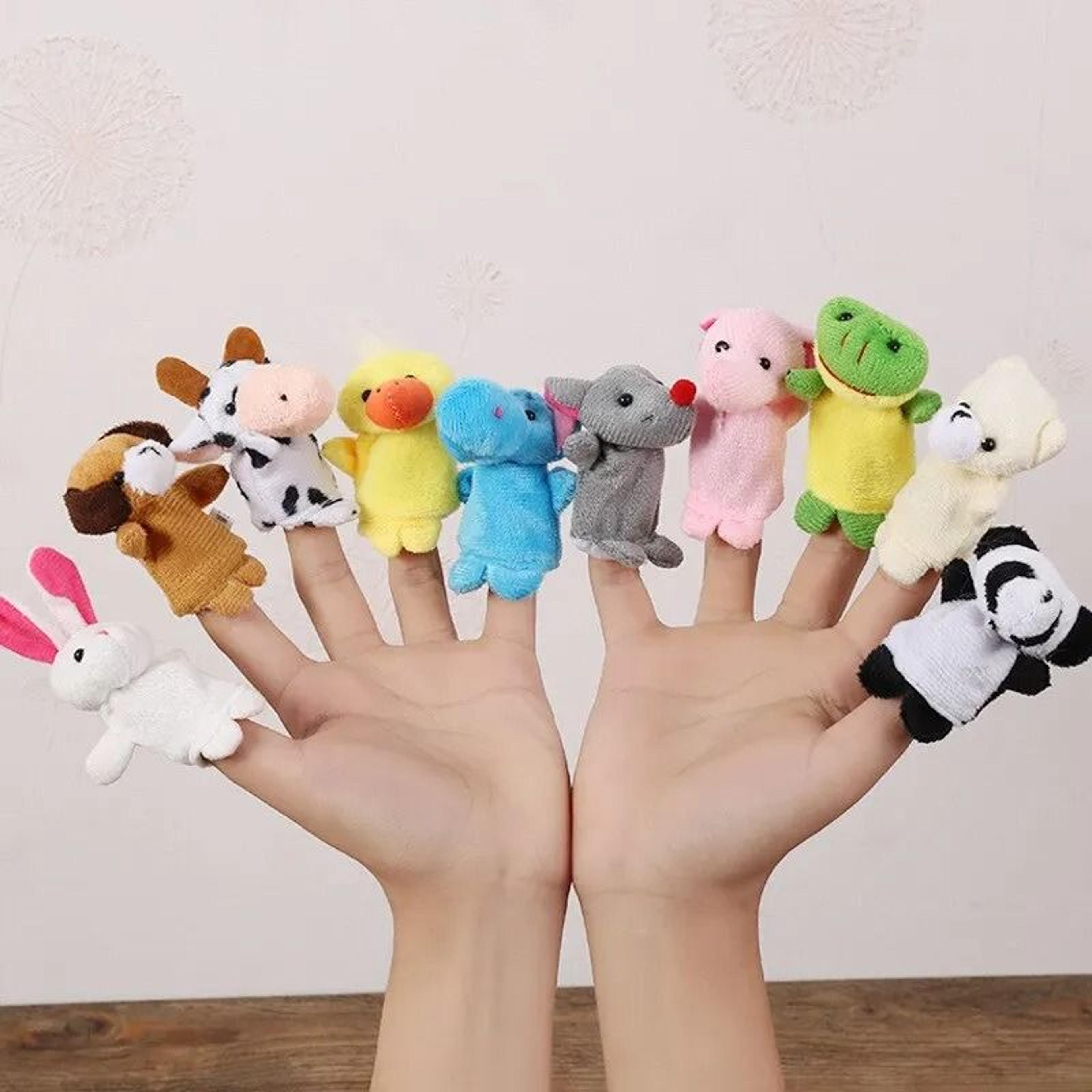 plush cartoon finger puppet set