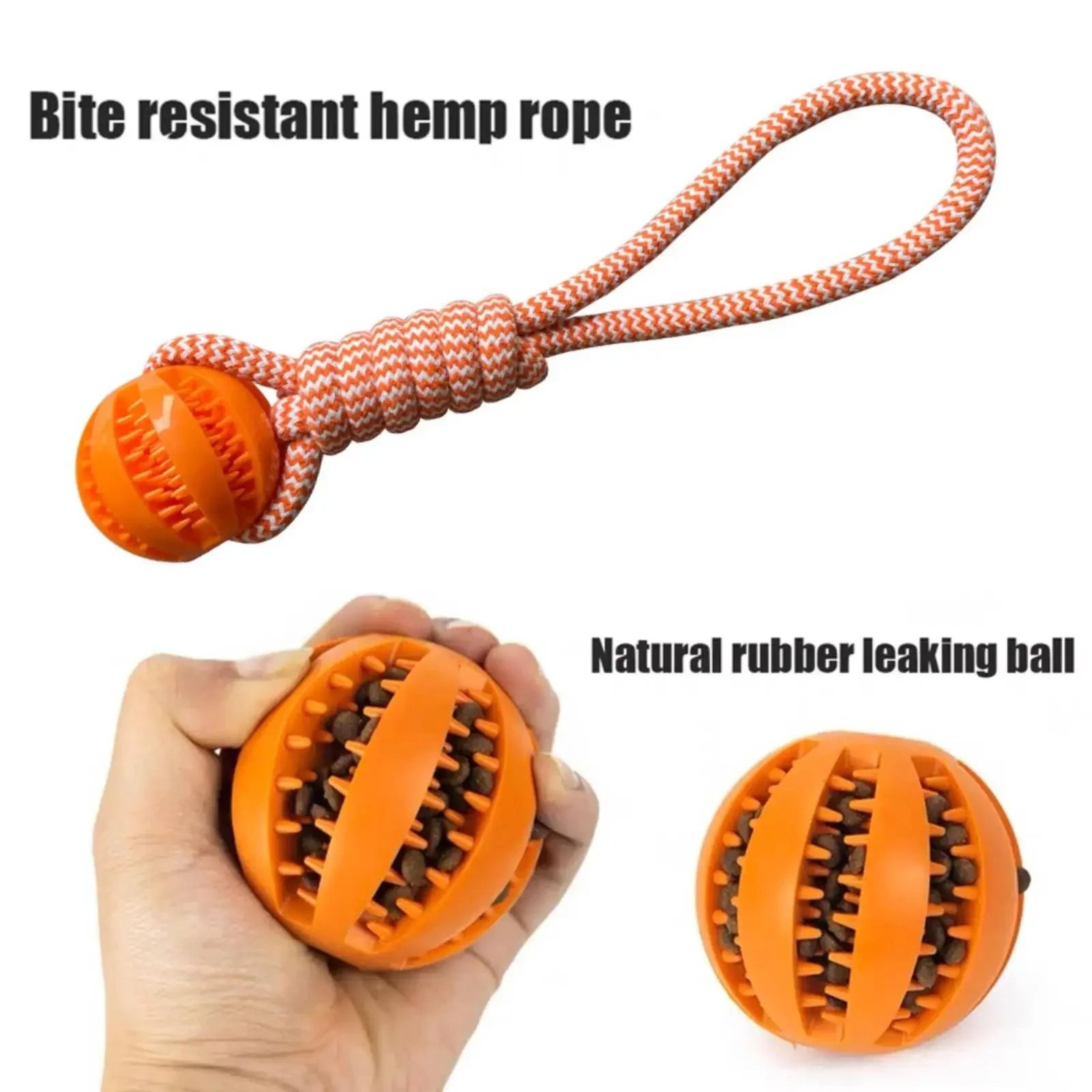 Interactive Rubber Dog Treat Ball With Rope 3