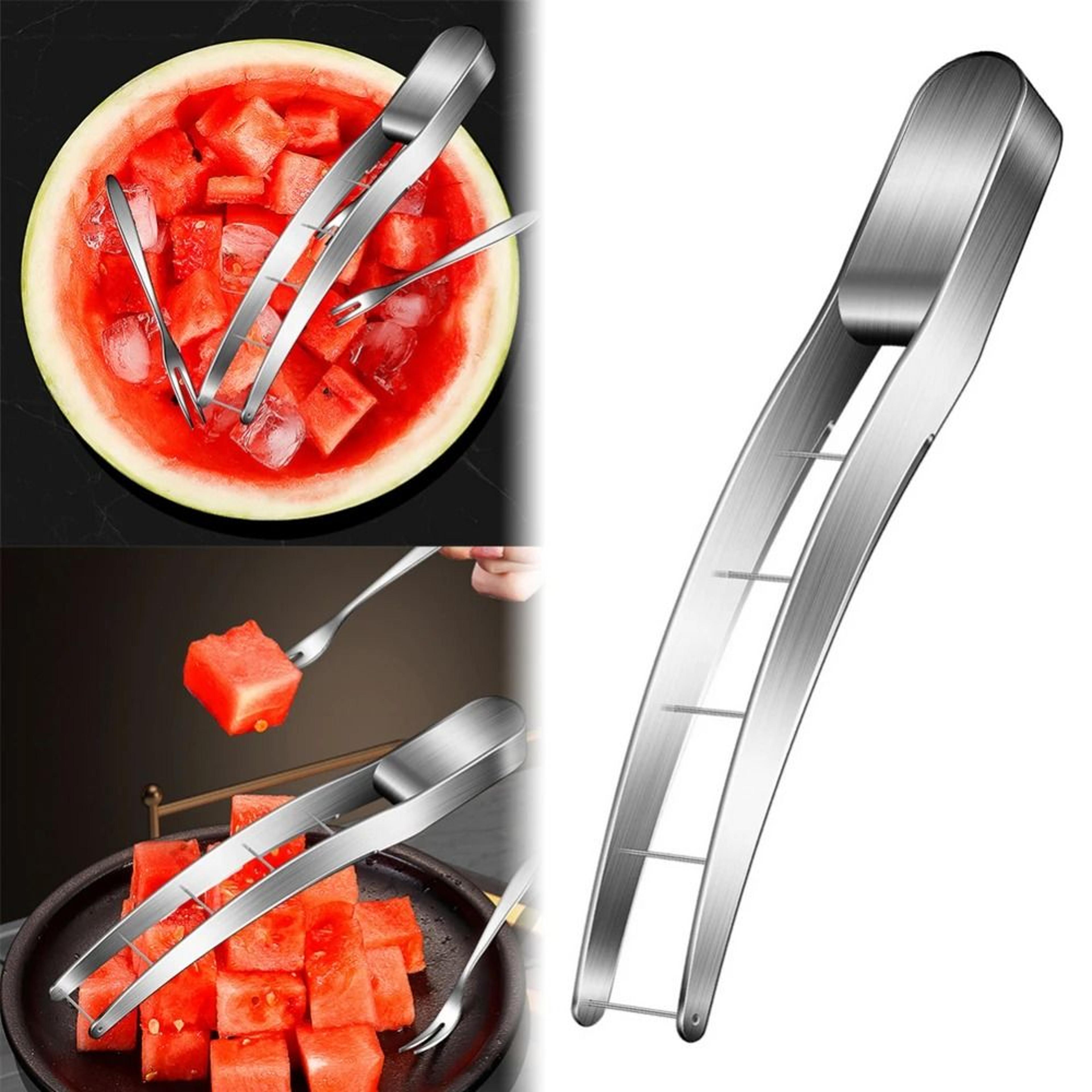 Precision Stainless Steel Watermelon Cube Slicer And Fork Set 2