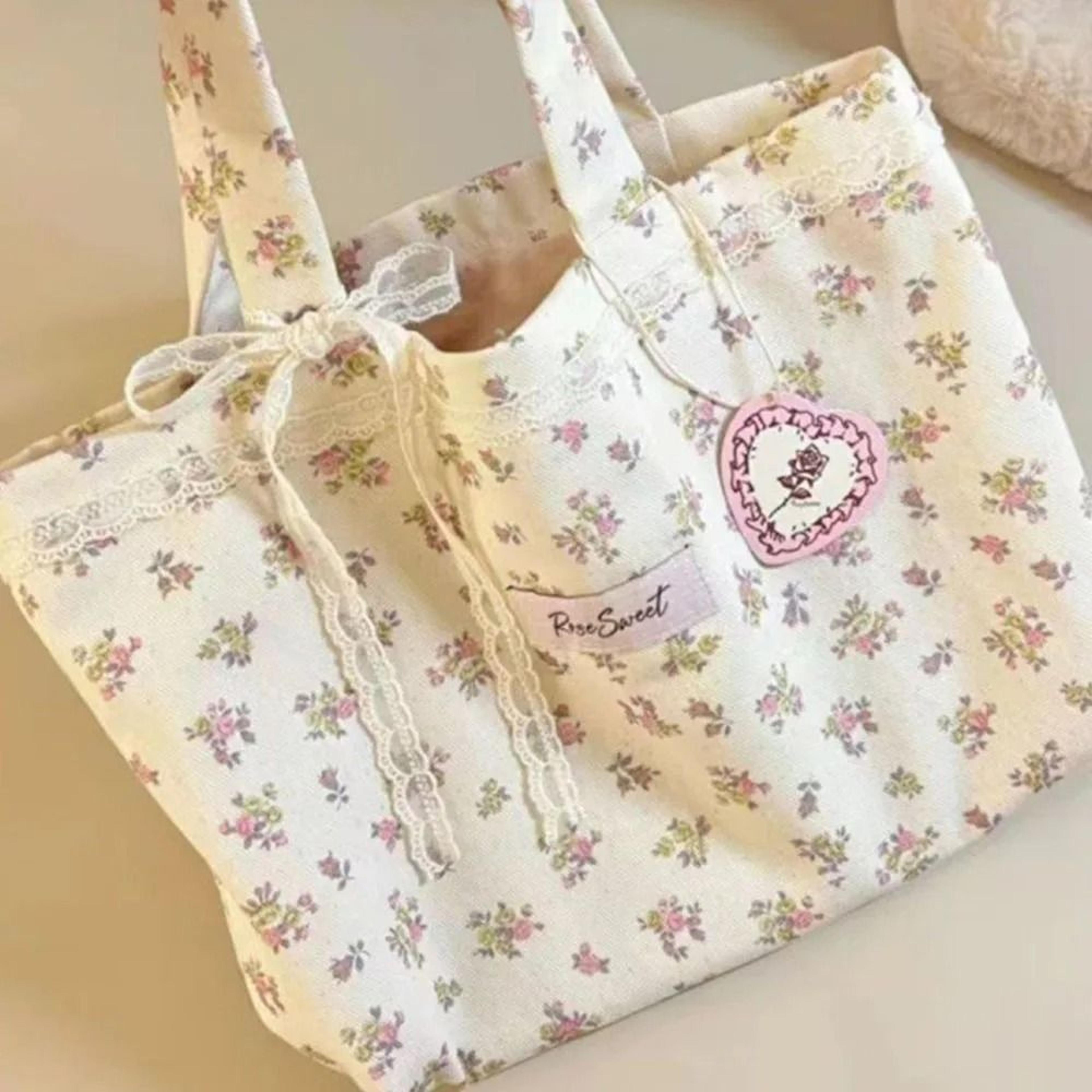 aesthetic lace canvas handbag