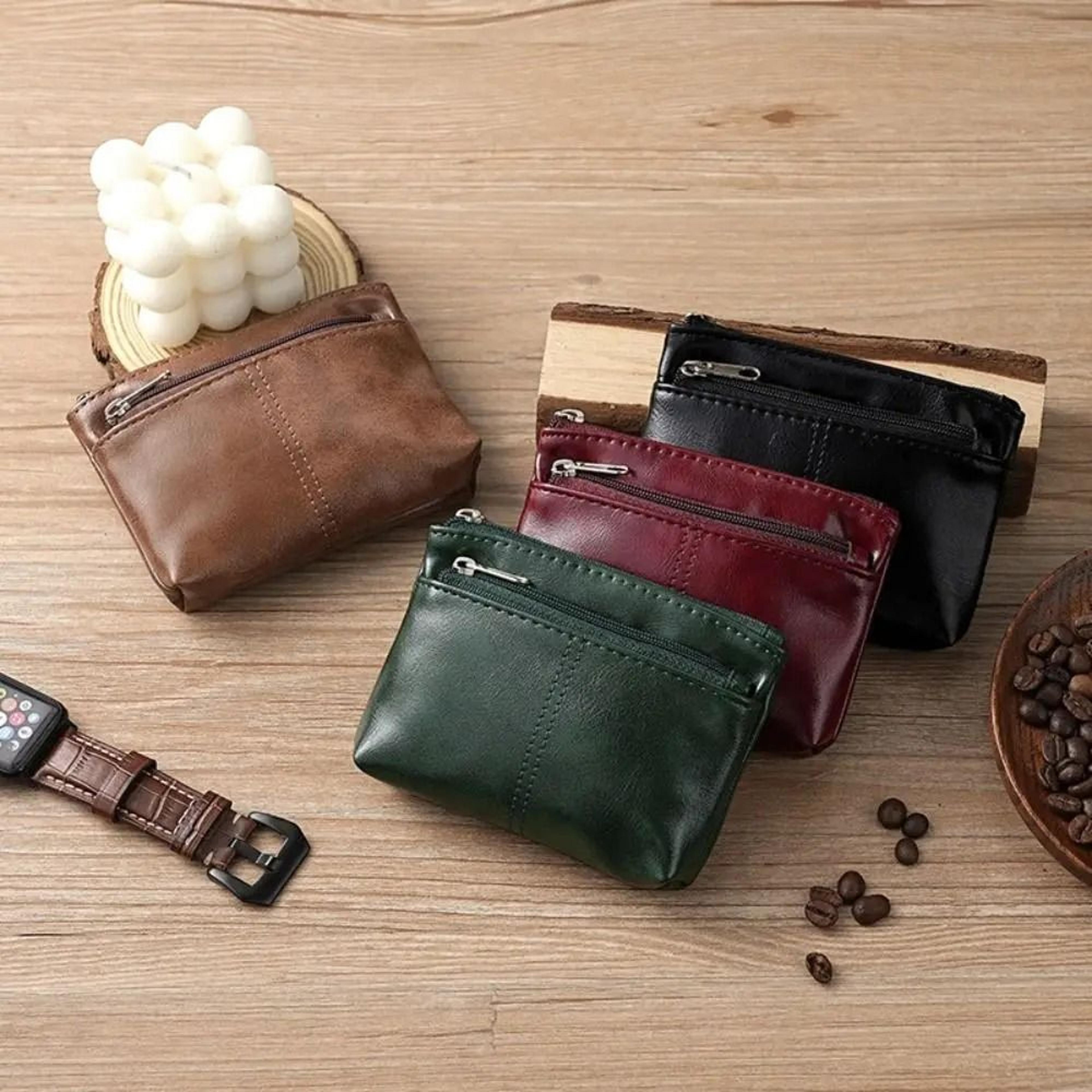 vintage pu leather mini coin and card pouch
