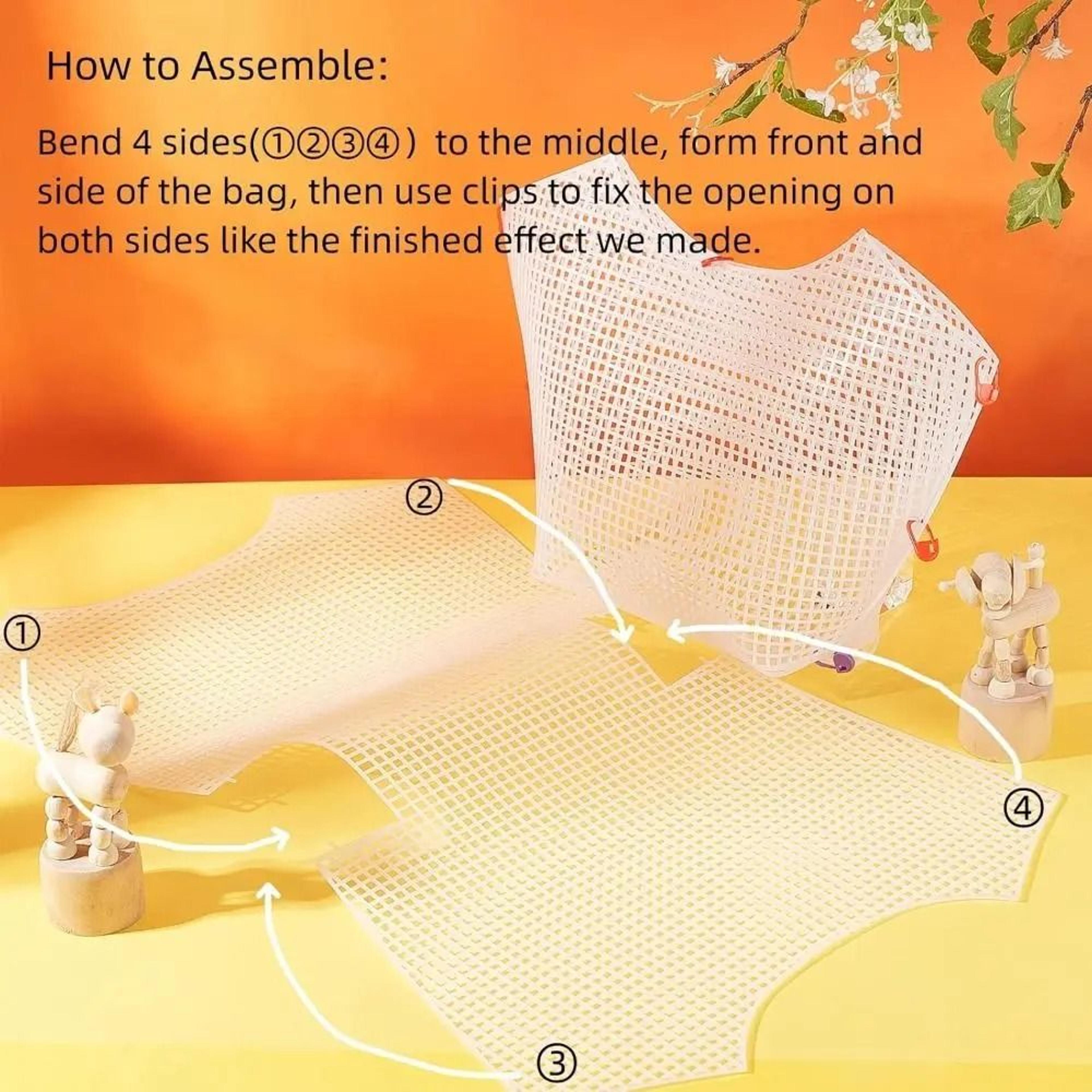 DIY Plastic Mesh Canvas Bag Grid 5