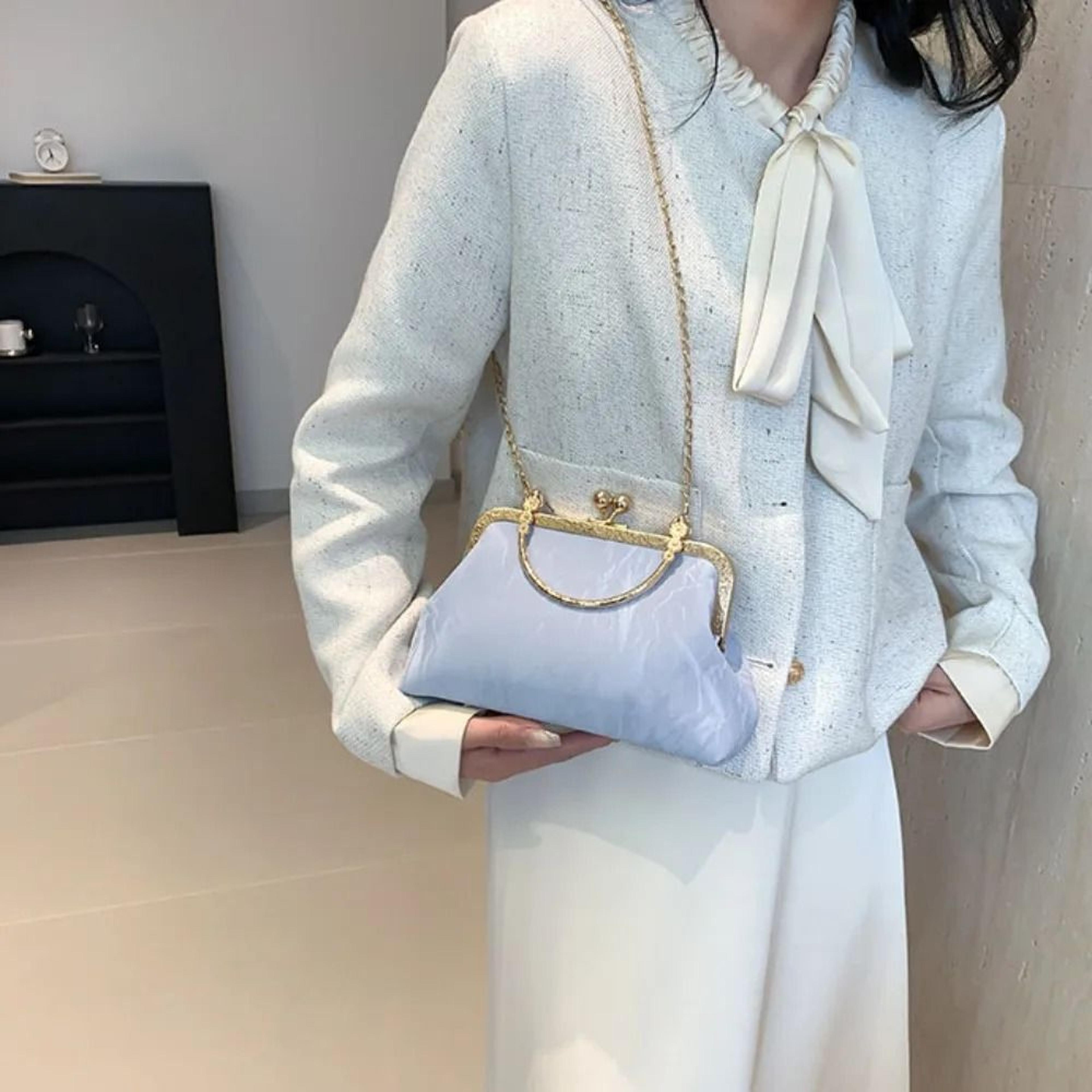 Vintage French Gold Velvet Evening Clutch 4