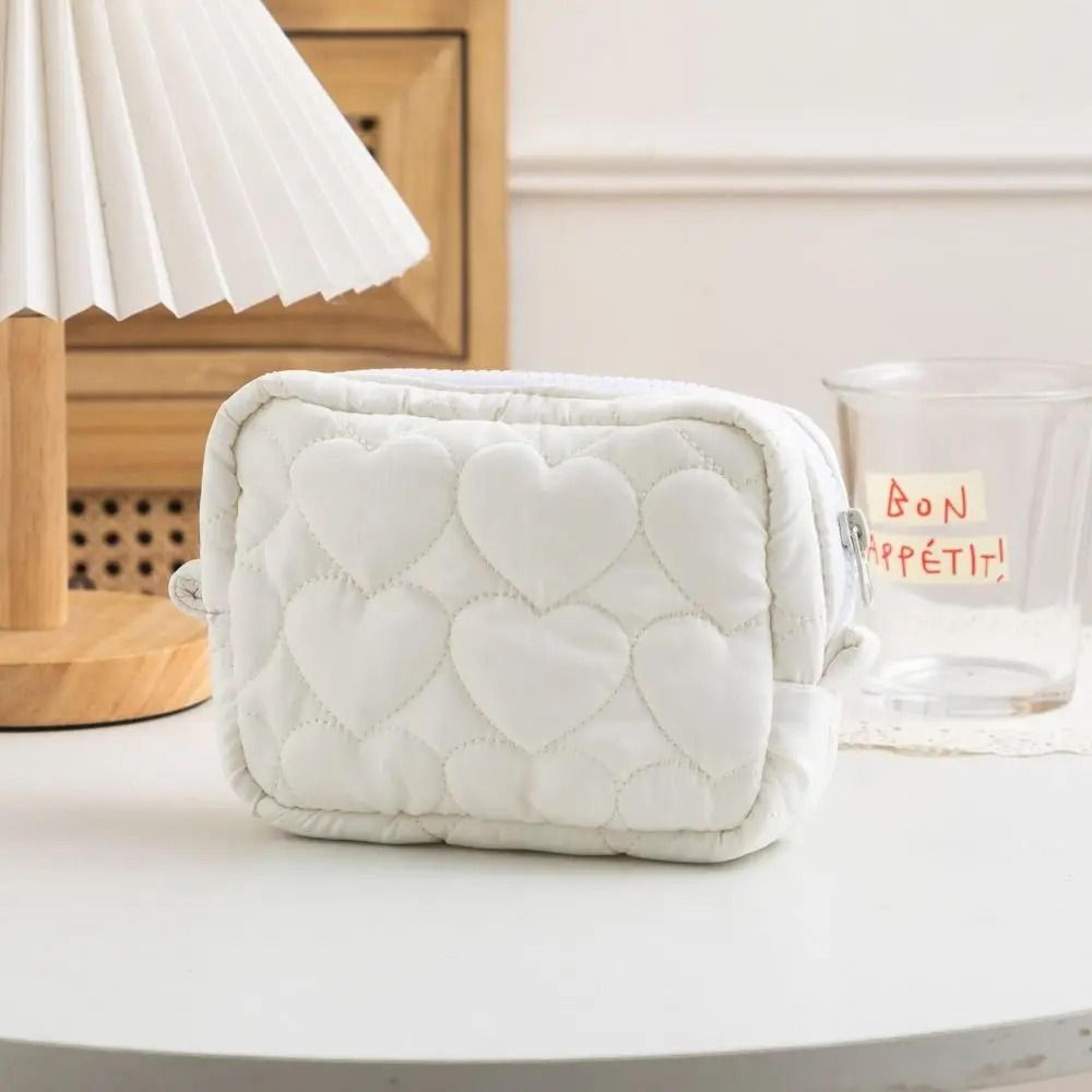 Cute Heart Quilted Mini Cosmetic Pouch 4