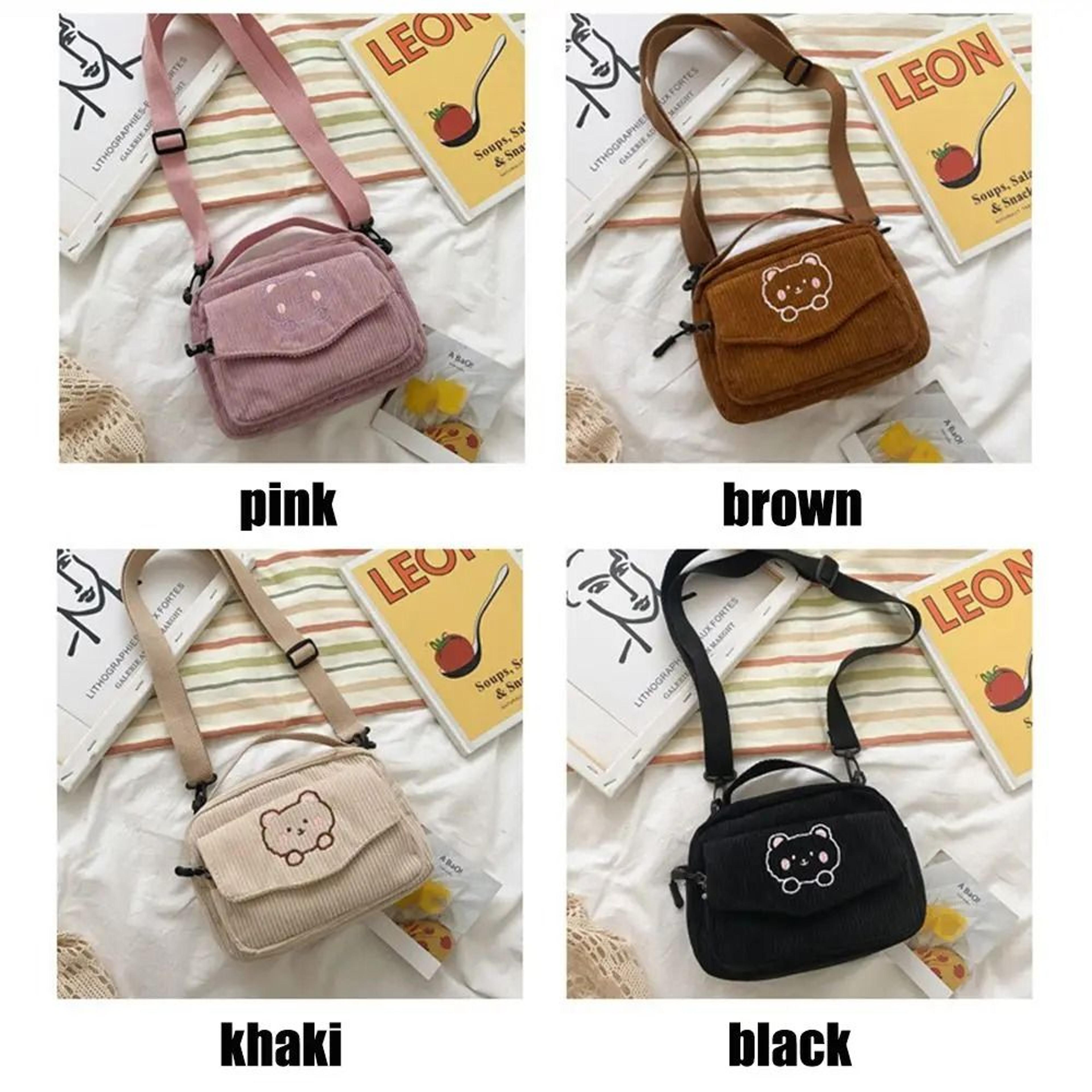 Personalized Cute Bear Embroidered Corduroy Bag 4