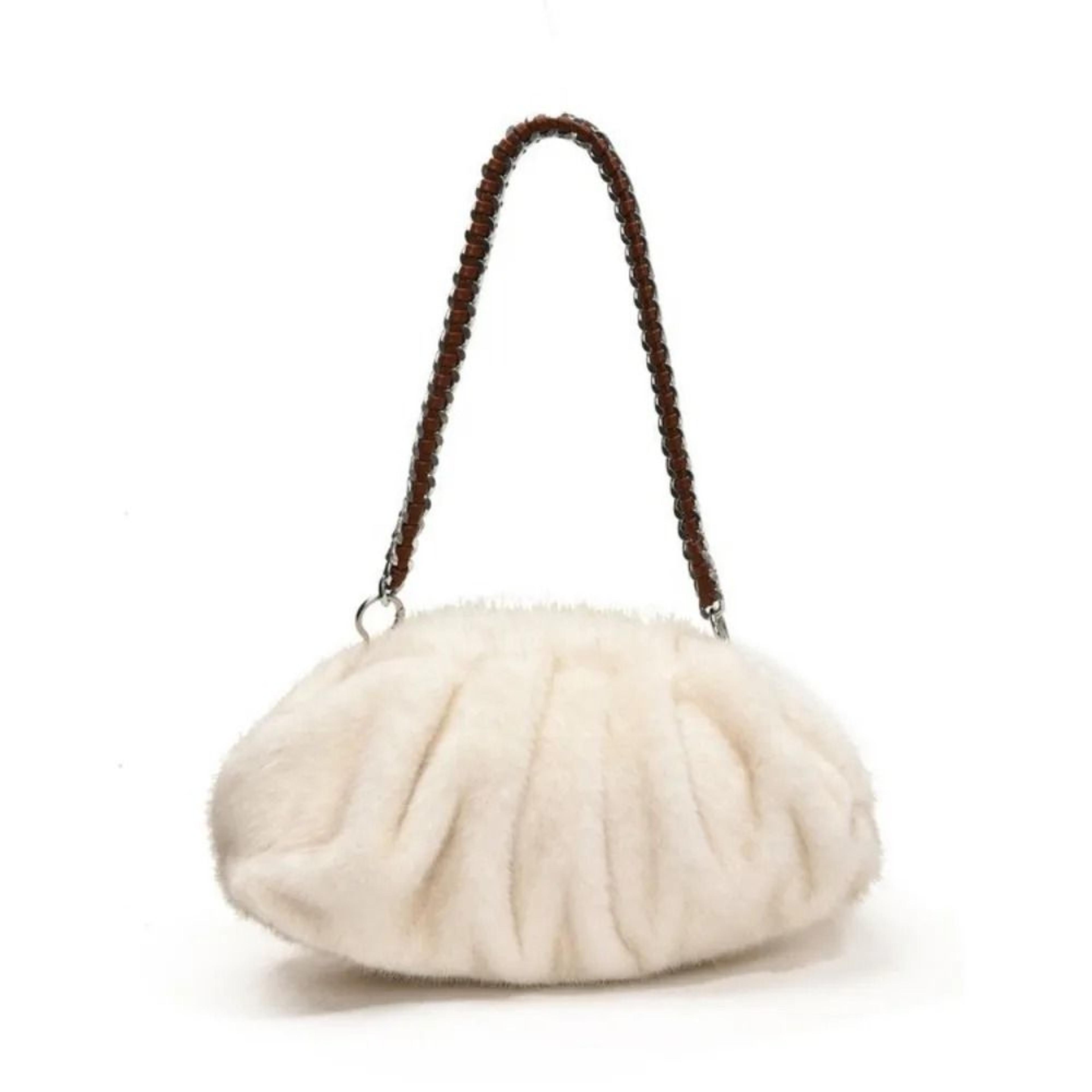 Trendy Soft Faux Fur Pleated Hobo Bag 8