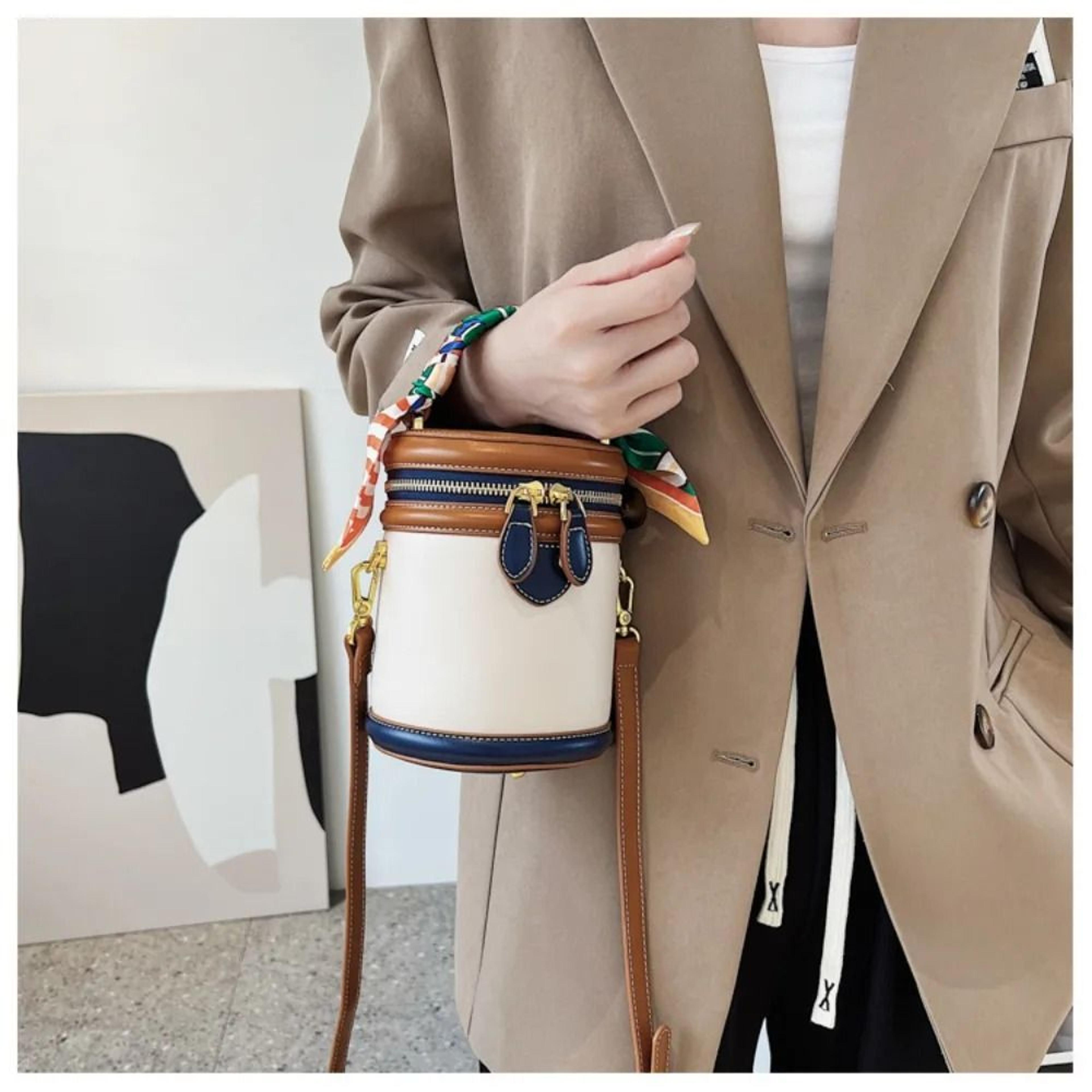 Exquisite Cylinder PU Leather Bucket Bag 4