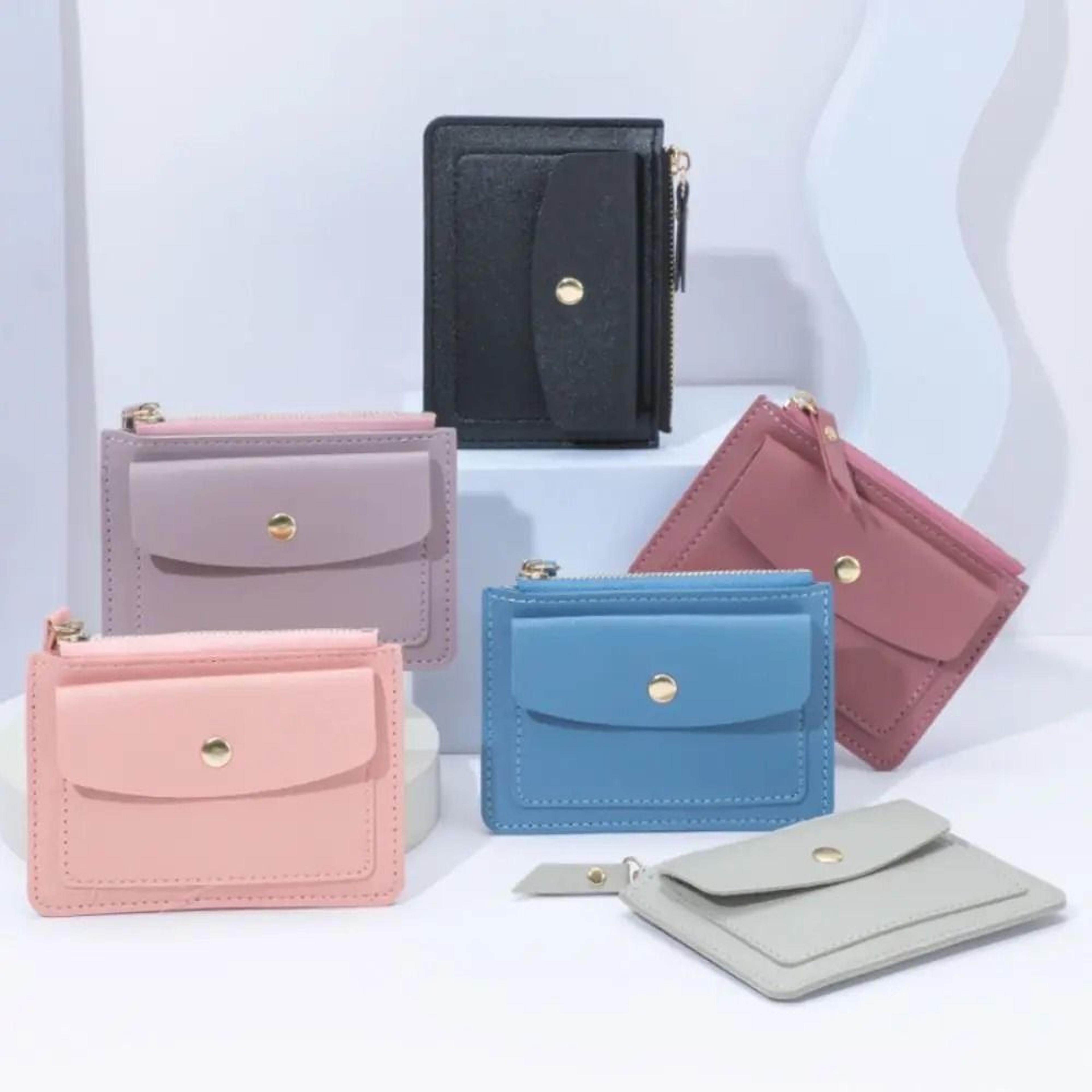 Simple Solid Color PU Leather Multi Card Wallet 1
