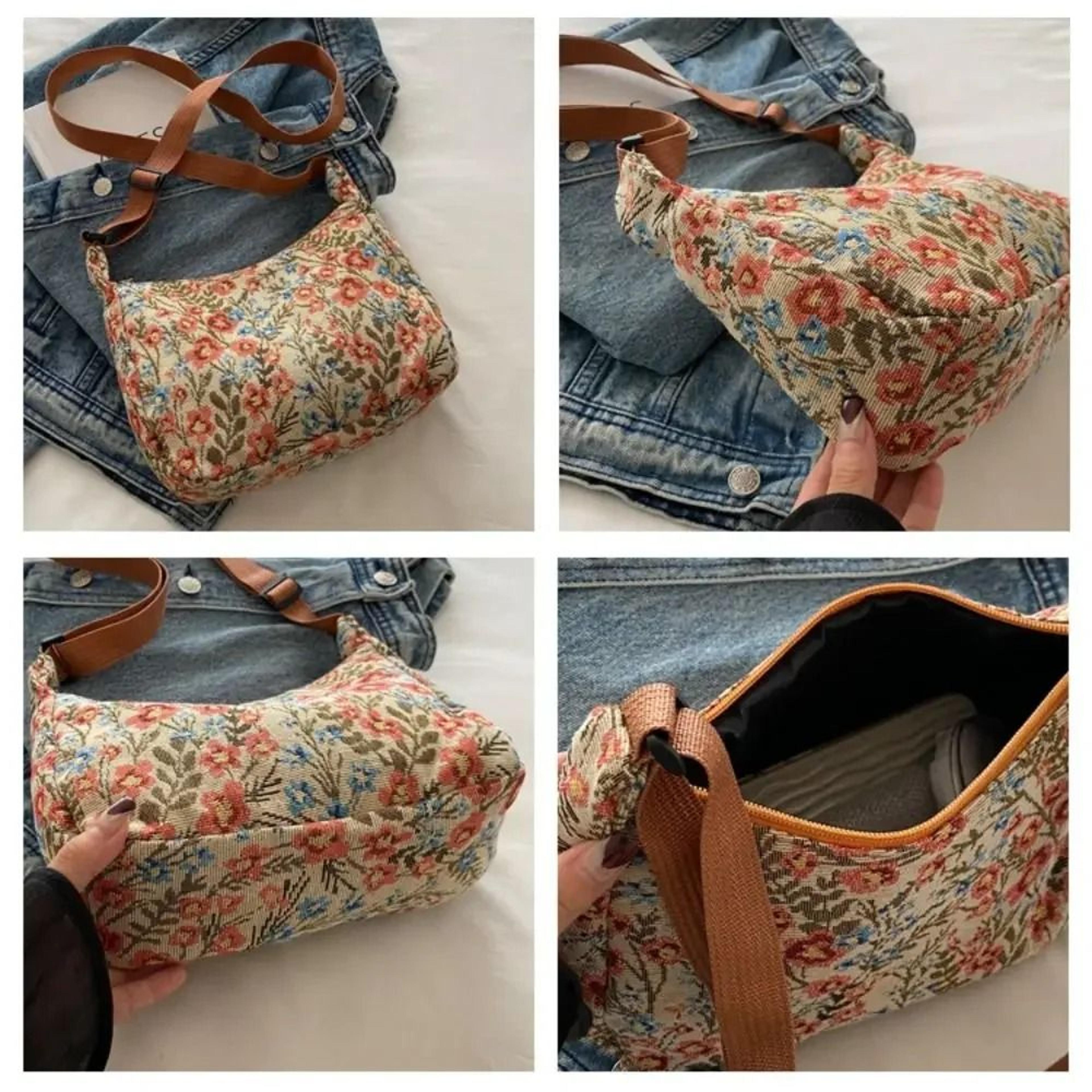 Vintage Half Moon Plush Crossbody Bag 4
