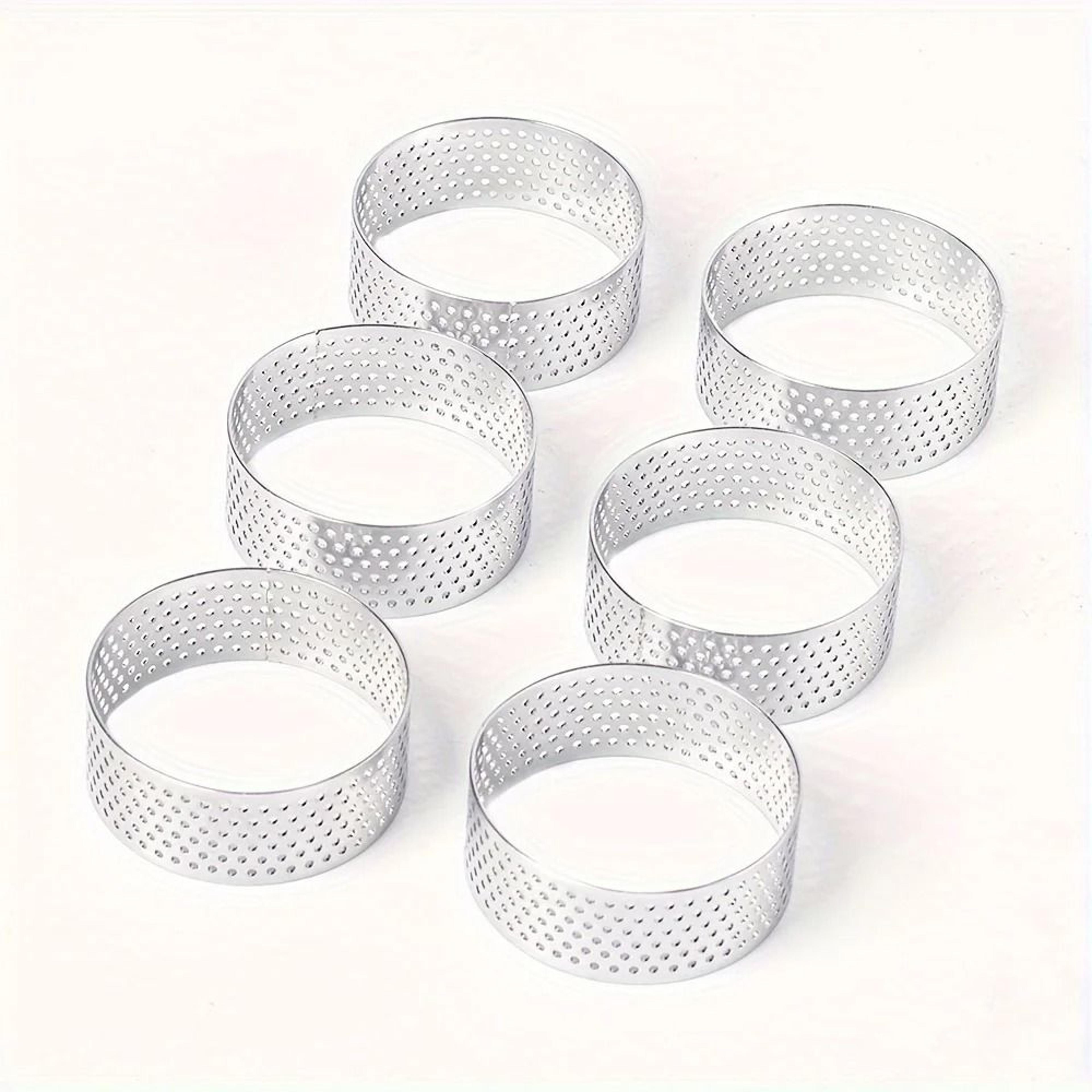 6 Piece Perforated Stainless Steel Tart Ring Set 6