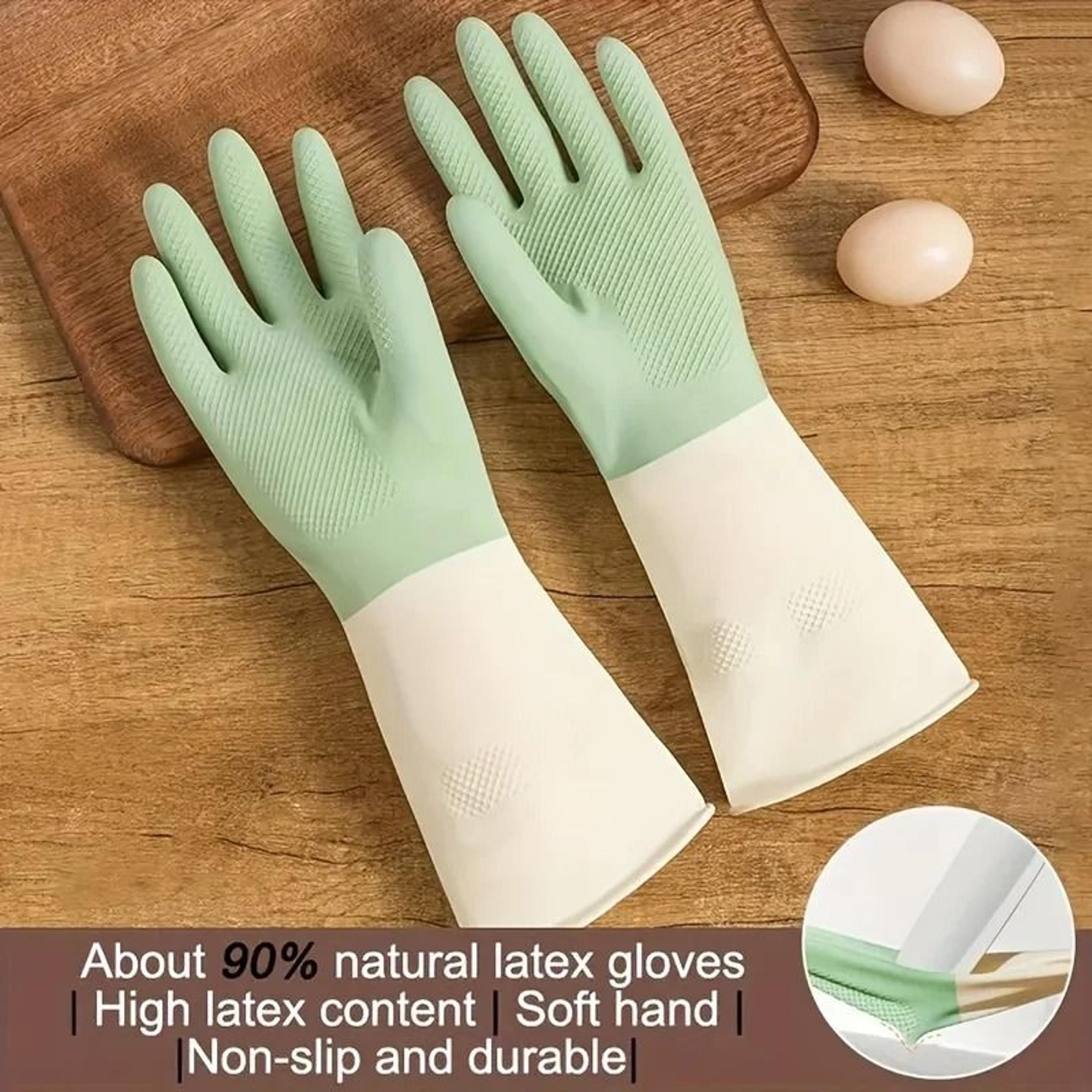 two color durable rubber dishwashing gloves
