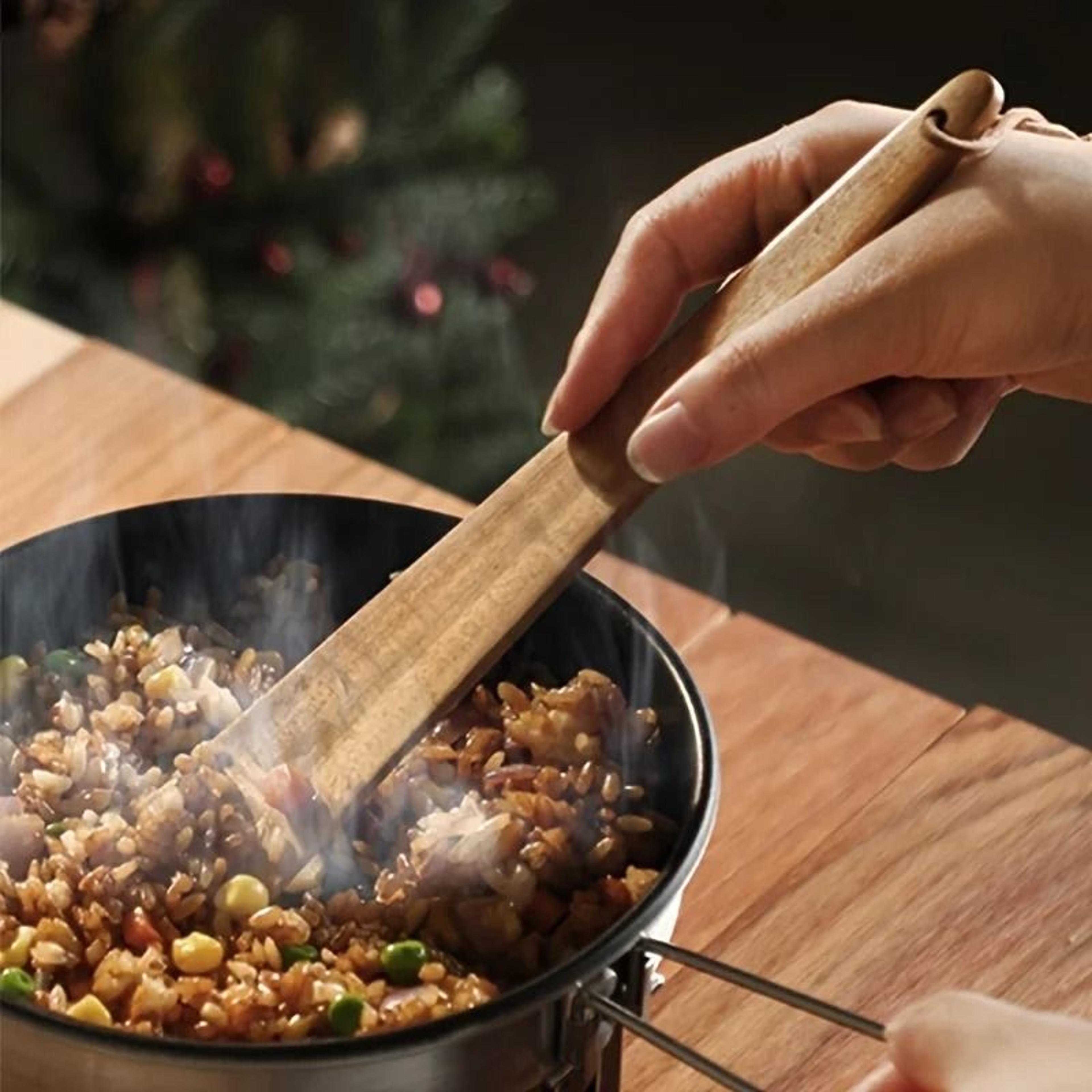 Natural Teak Wood Flat Cooking Spatula 1