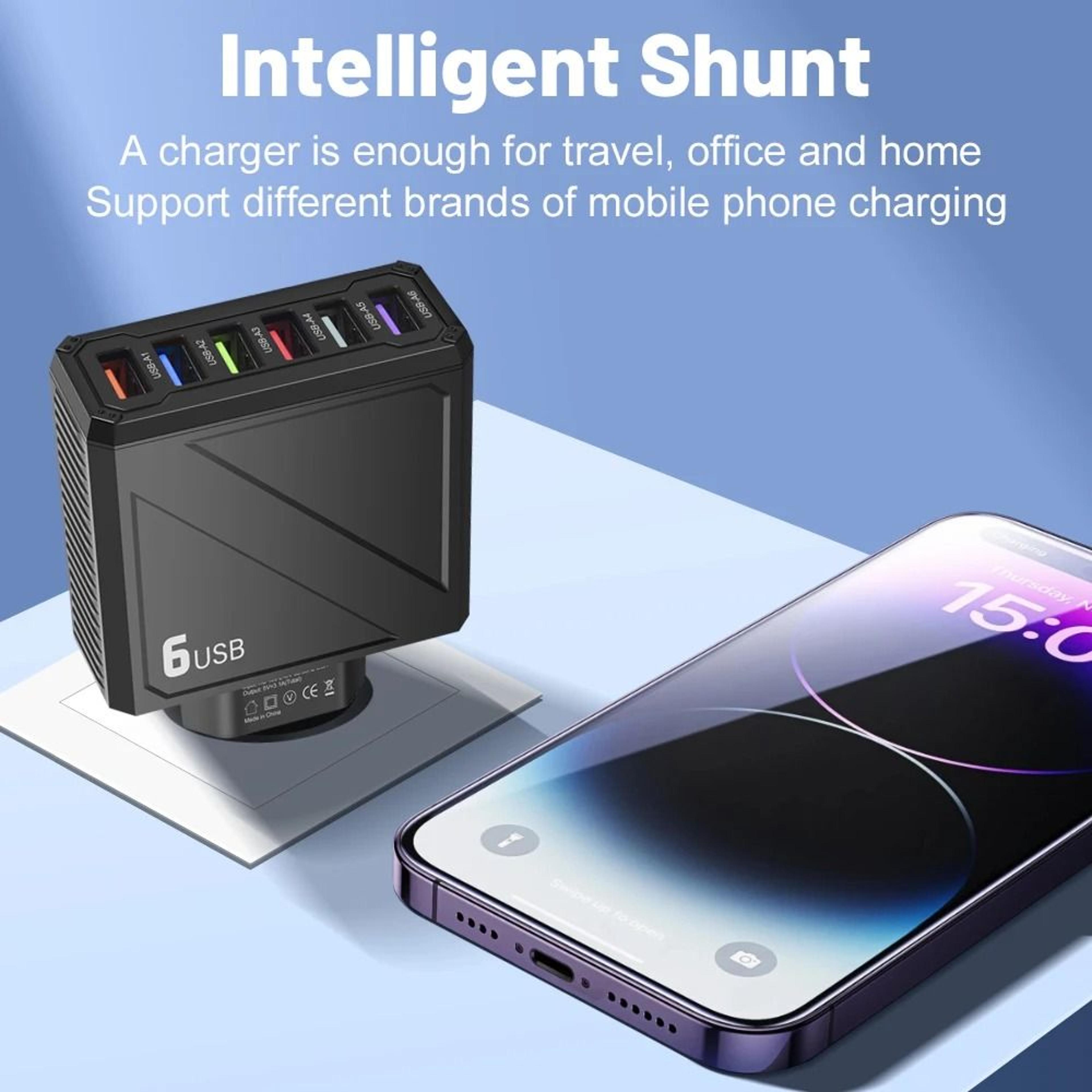 6 Port High Capacity Universal USB Wall Charger 2