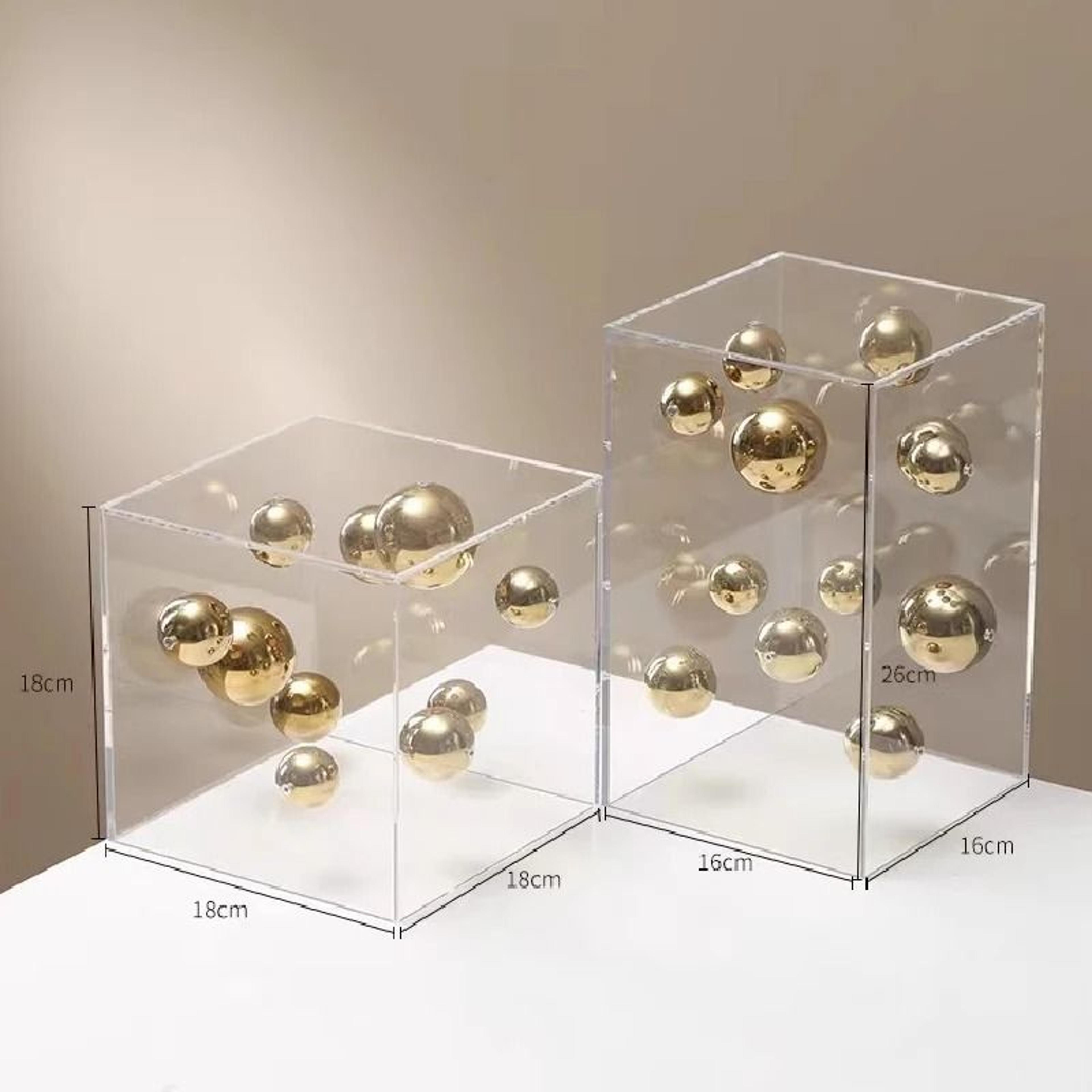 Modern Geometric Clear Acrylic Cube  Sphere Display Sculpture 0