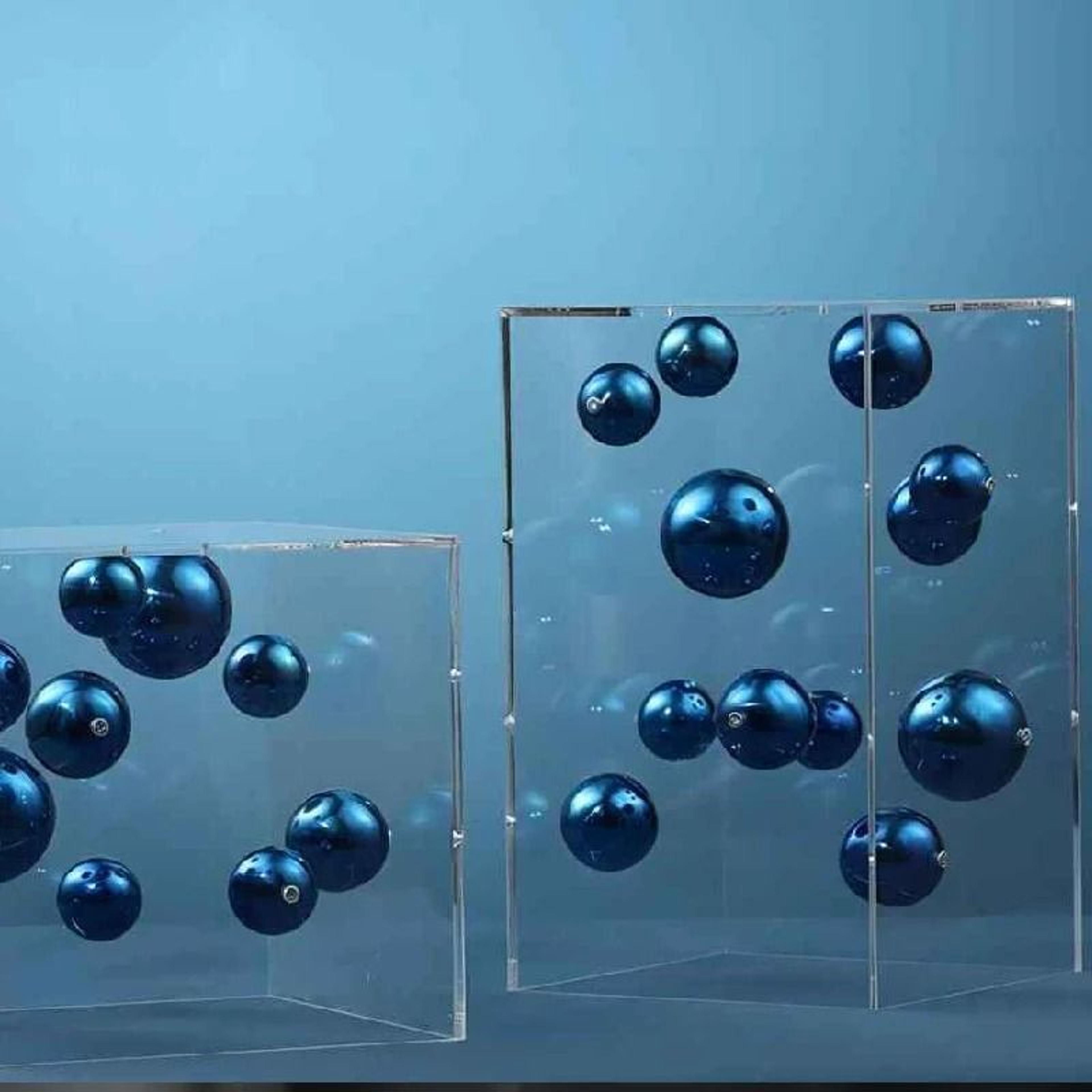 Modern Geometric Clear Acrylic Cube  Sphere Display Sculpture 2
