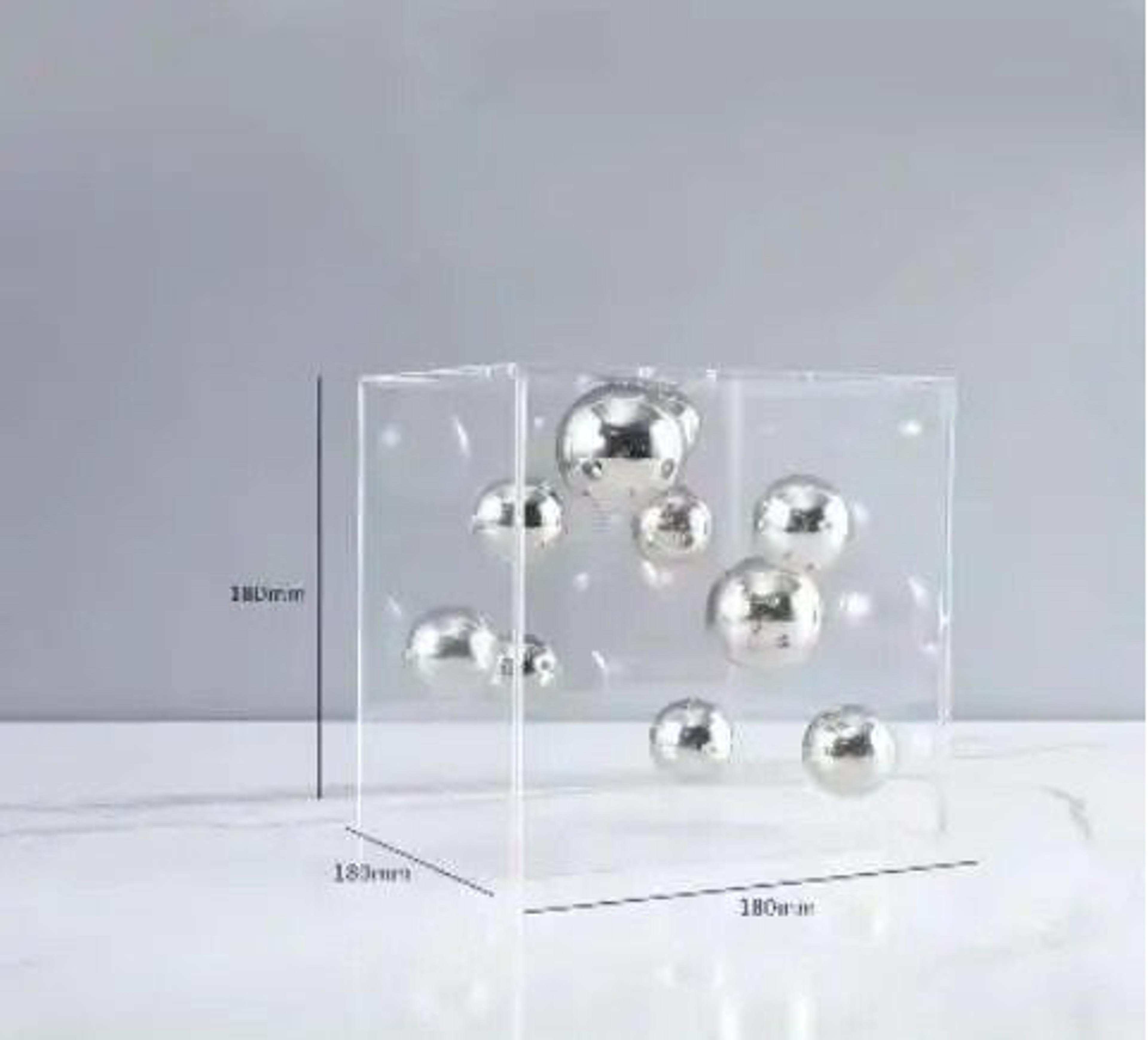 Modern Geometric Clear Acrylic Cube  Sphere Display Sculpture 13