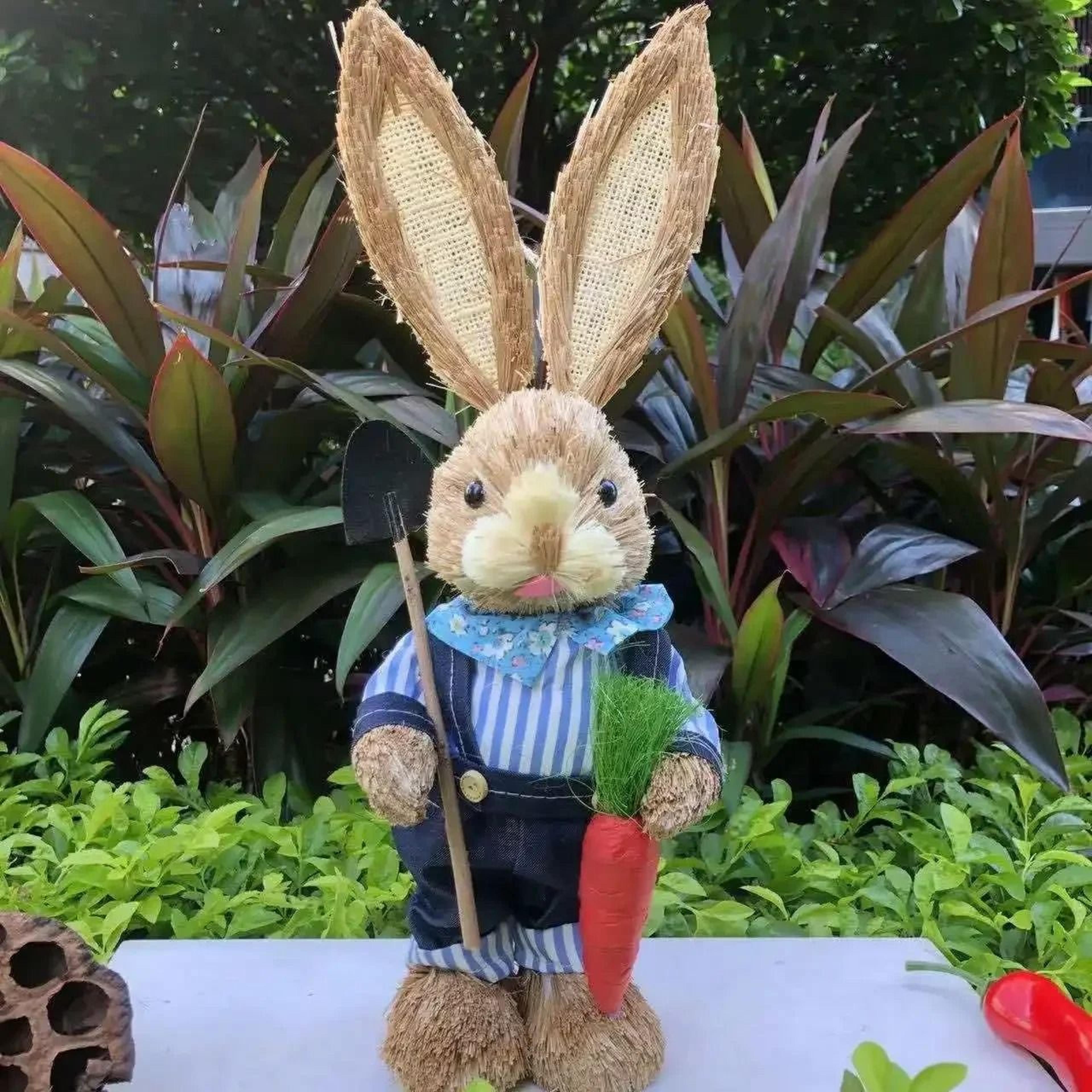 Handcrafted Standing Easter Bunny Cattail Ornament 5