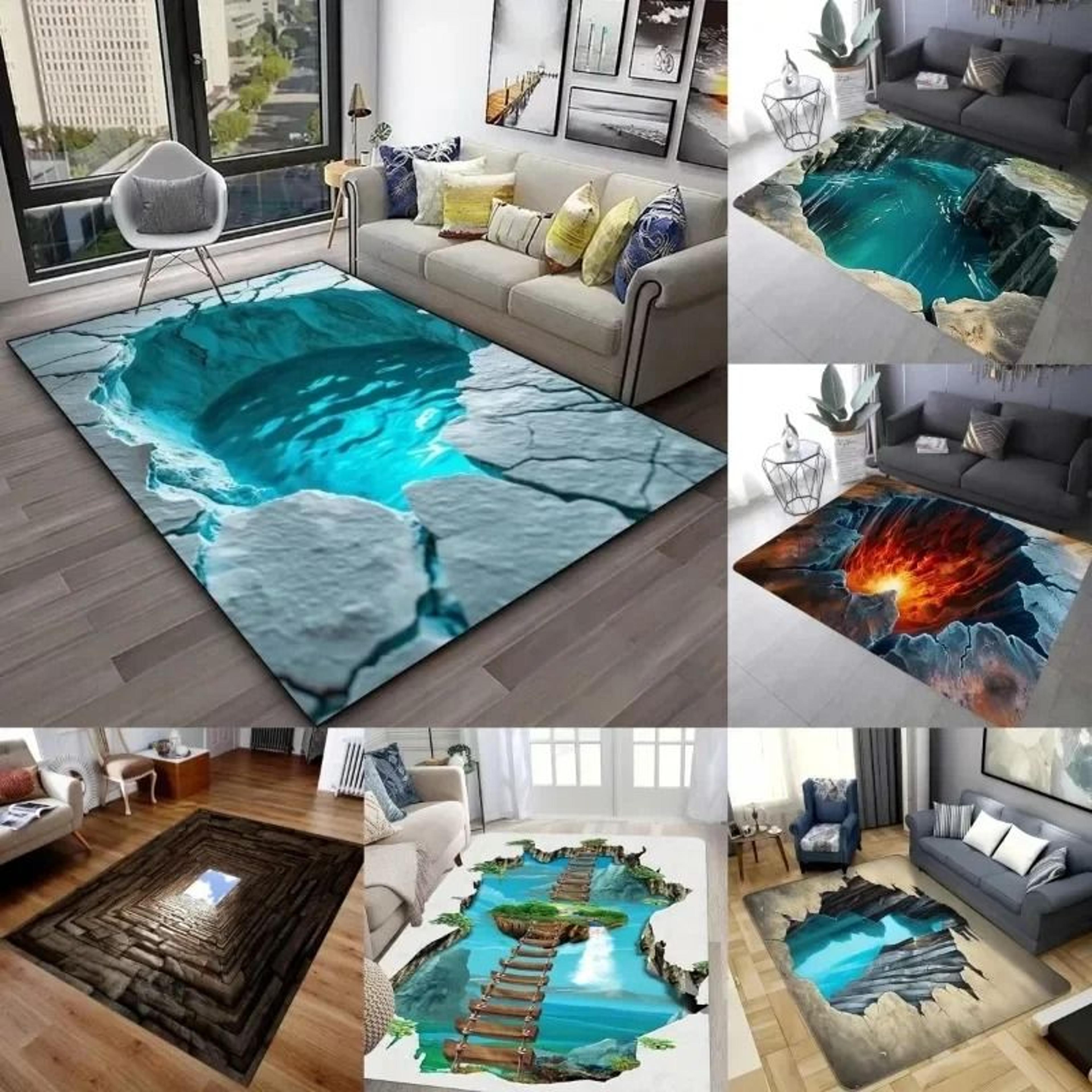 3d elemental desert & flare surrealist area rug