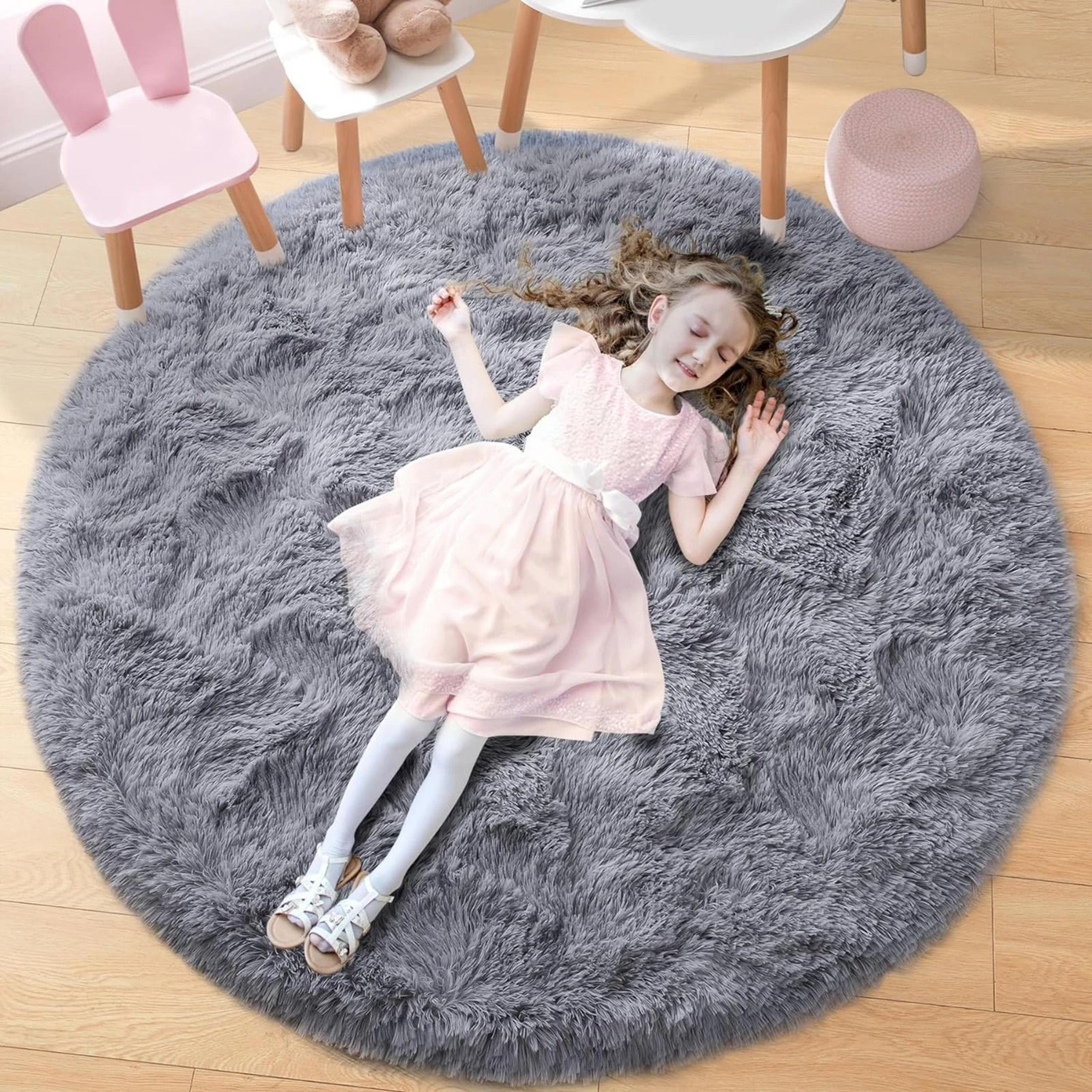 UltraSoft Shaggy Round Plush Onyx Rug 7