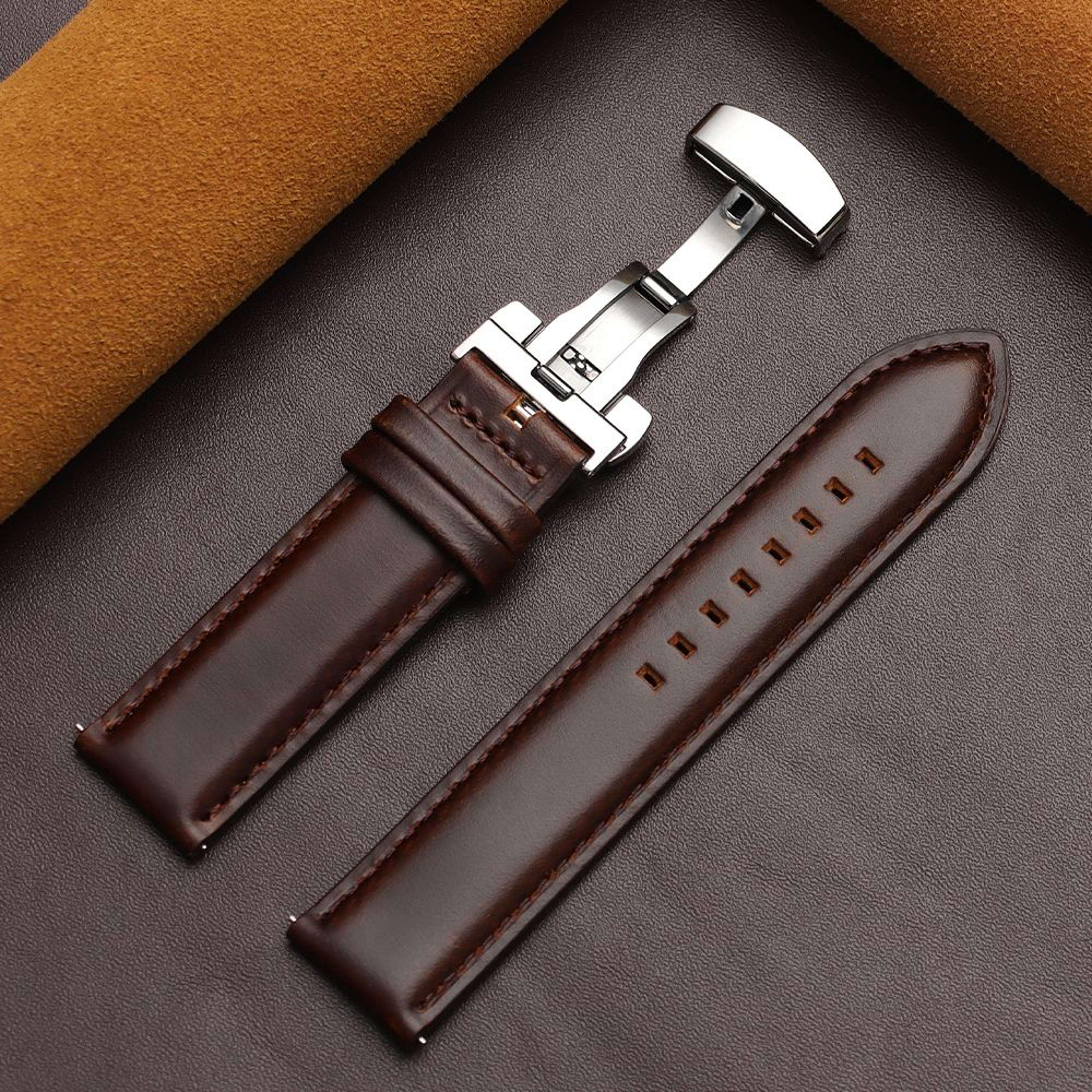 Genuine Cowhide Leather Watch Strap With Classic Stitching 7