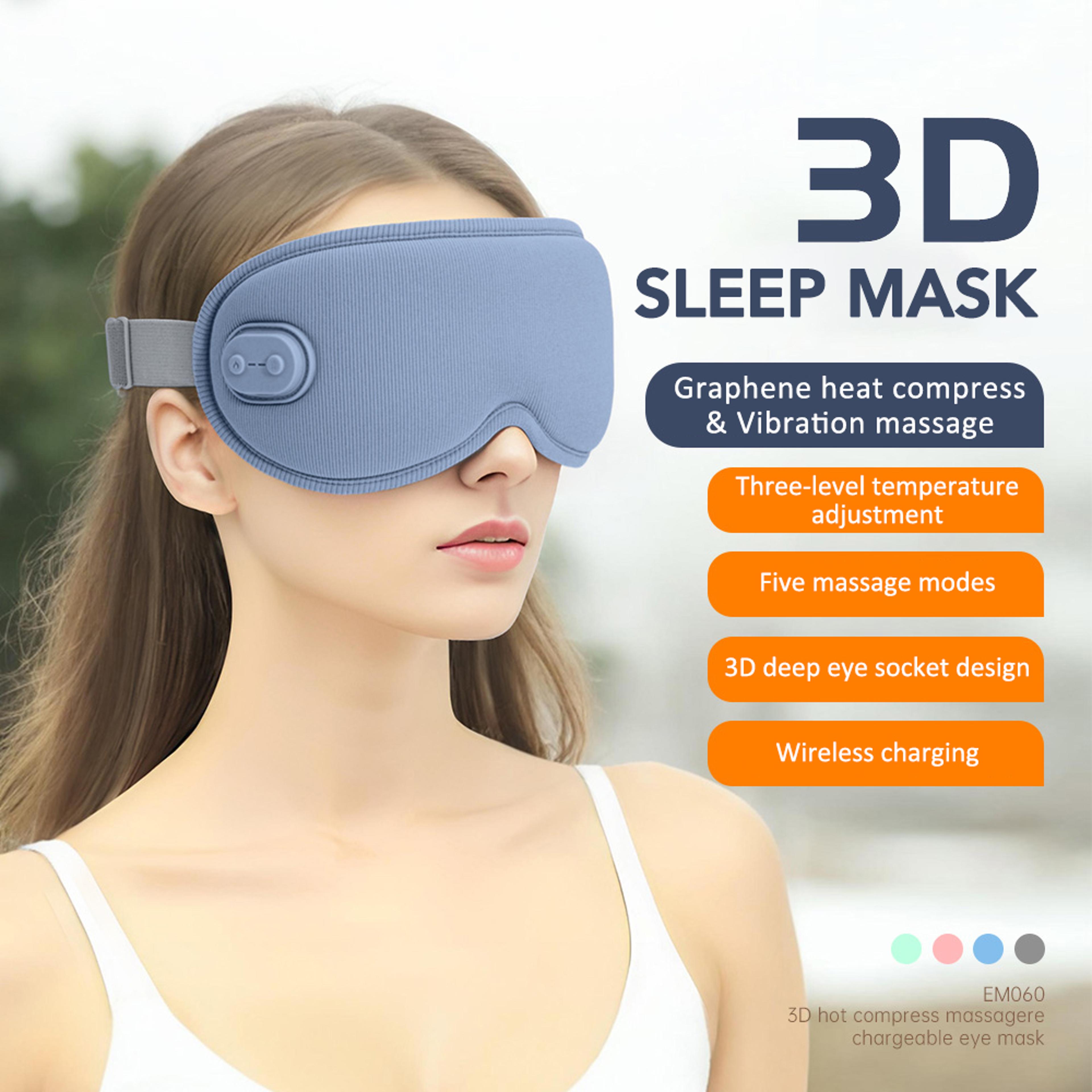 3d sleep eye mask hot steam & vibration eye massager, electrical temperature control blindfold for relaxing sleep