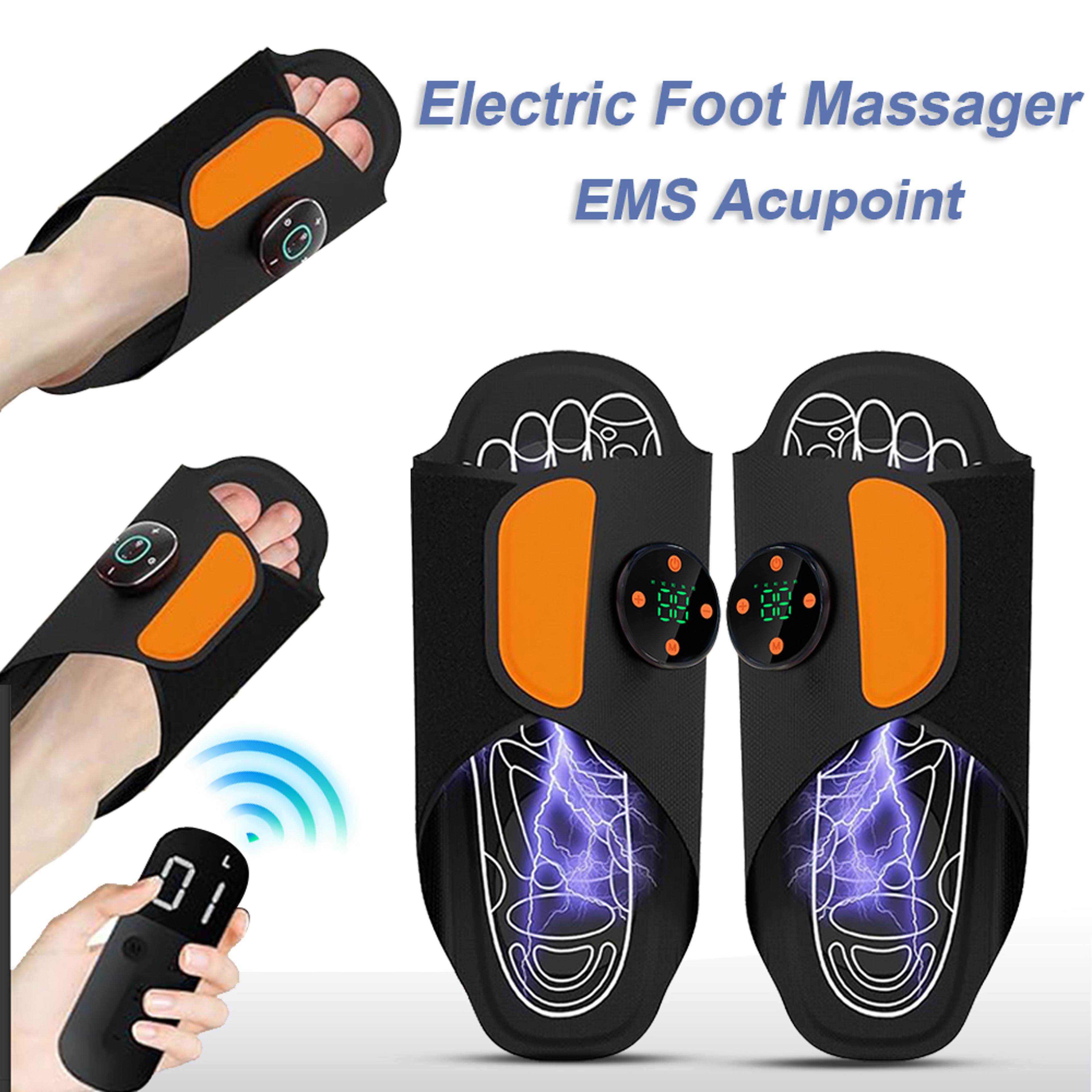 electric foot massager shoe with ems pad muscle stimulation, portable foldable foot spa machine for foot relaxation