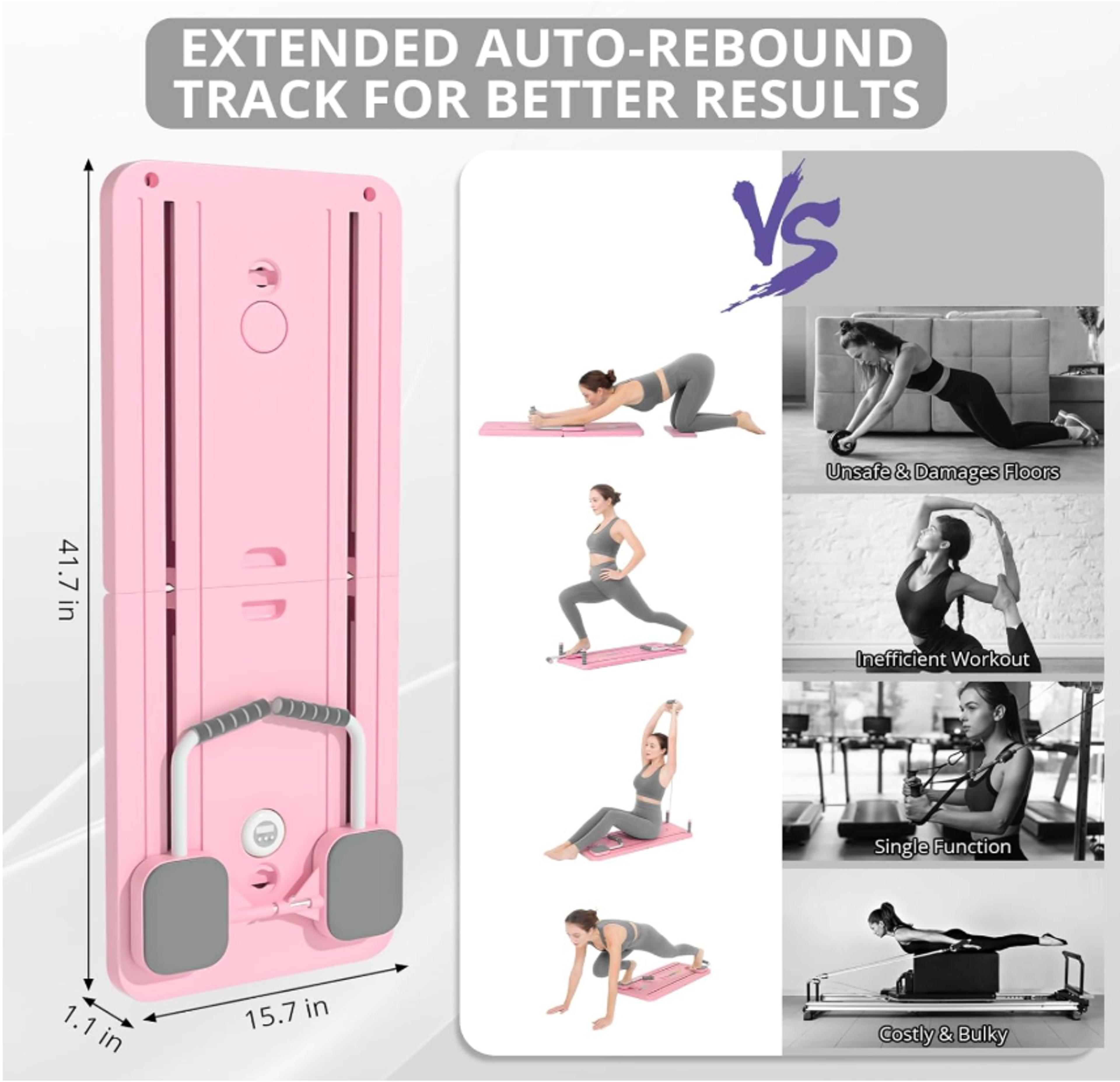 Adjustable Pilates Board Home Workout Machine Foldable Ab  Pushup Workout Board Yoga Reformer With  1
