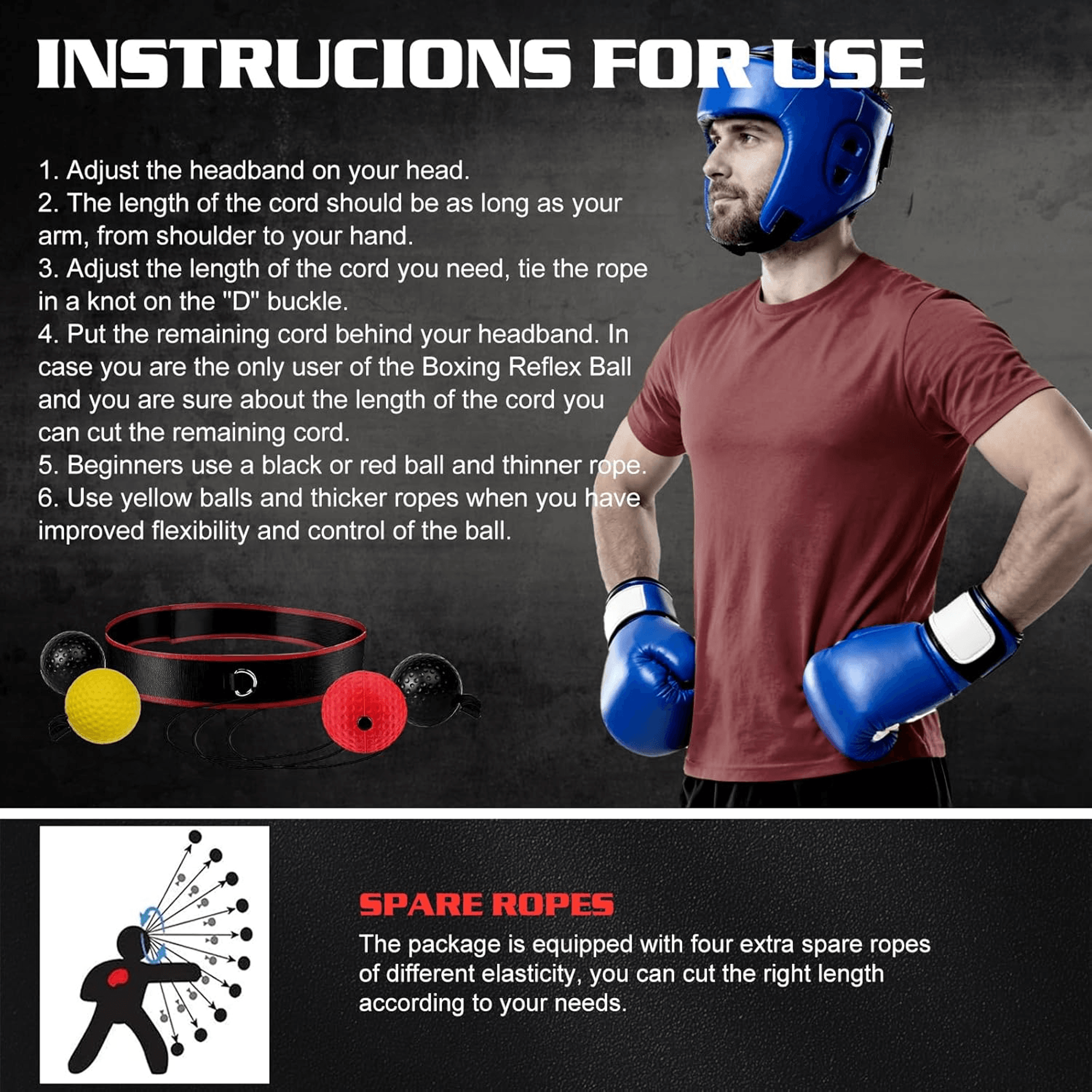 Boxing Reflex Ball Headband 5