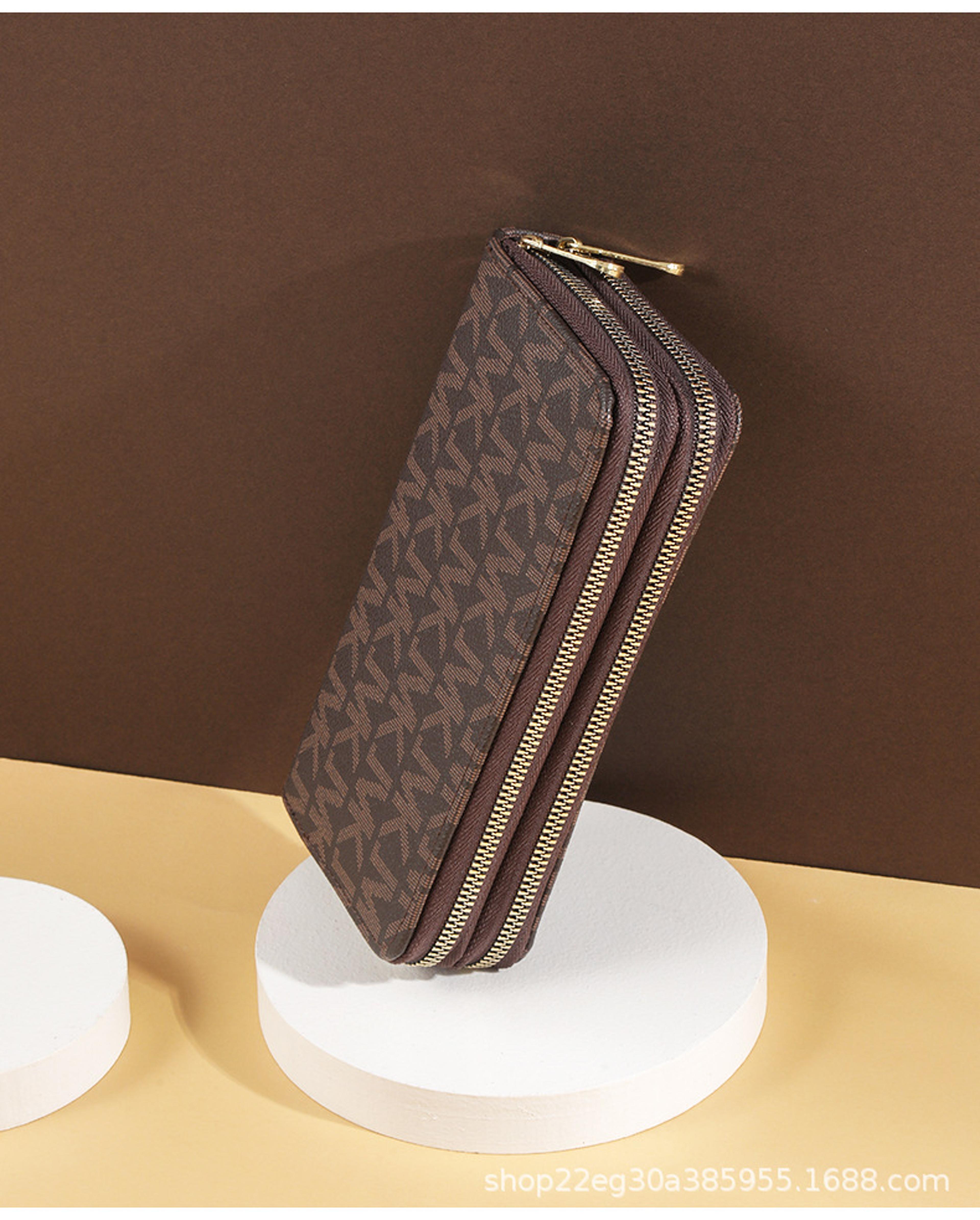 Fashion Long Wallets For Women Wristlet Wallet Double Zipper Clutches Phone Holder Purse With Big L 5