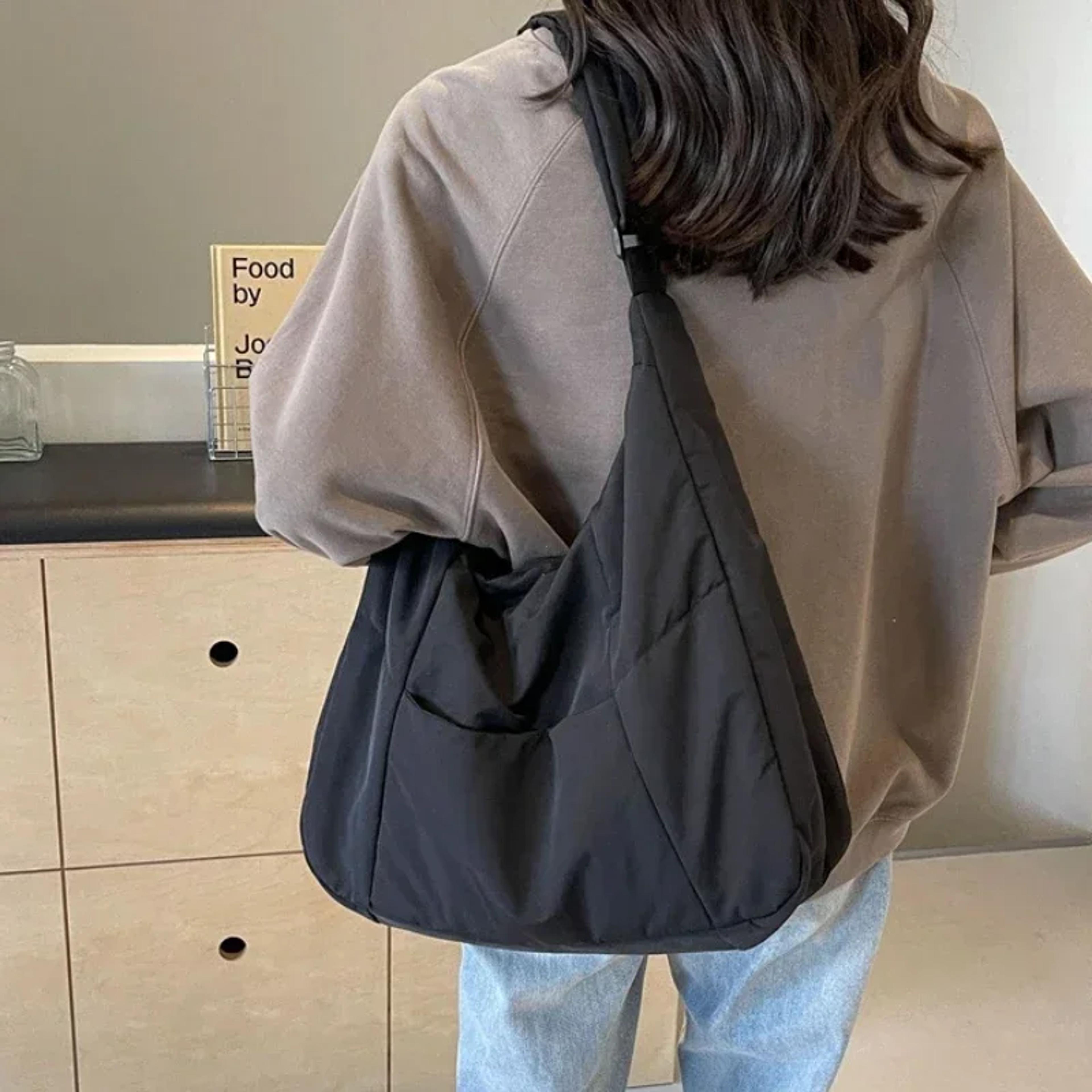 soft cloth shoulder bag for women, trendy spring casual style, big solid color student handbags crossbody bags