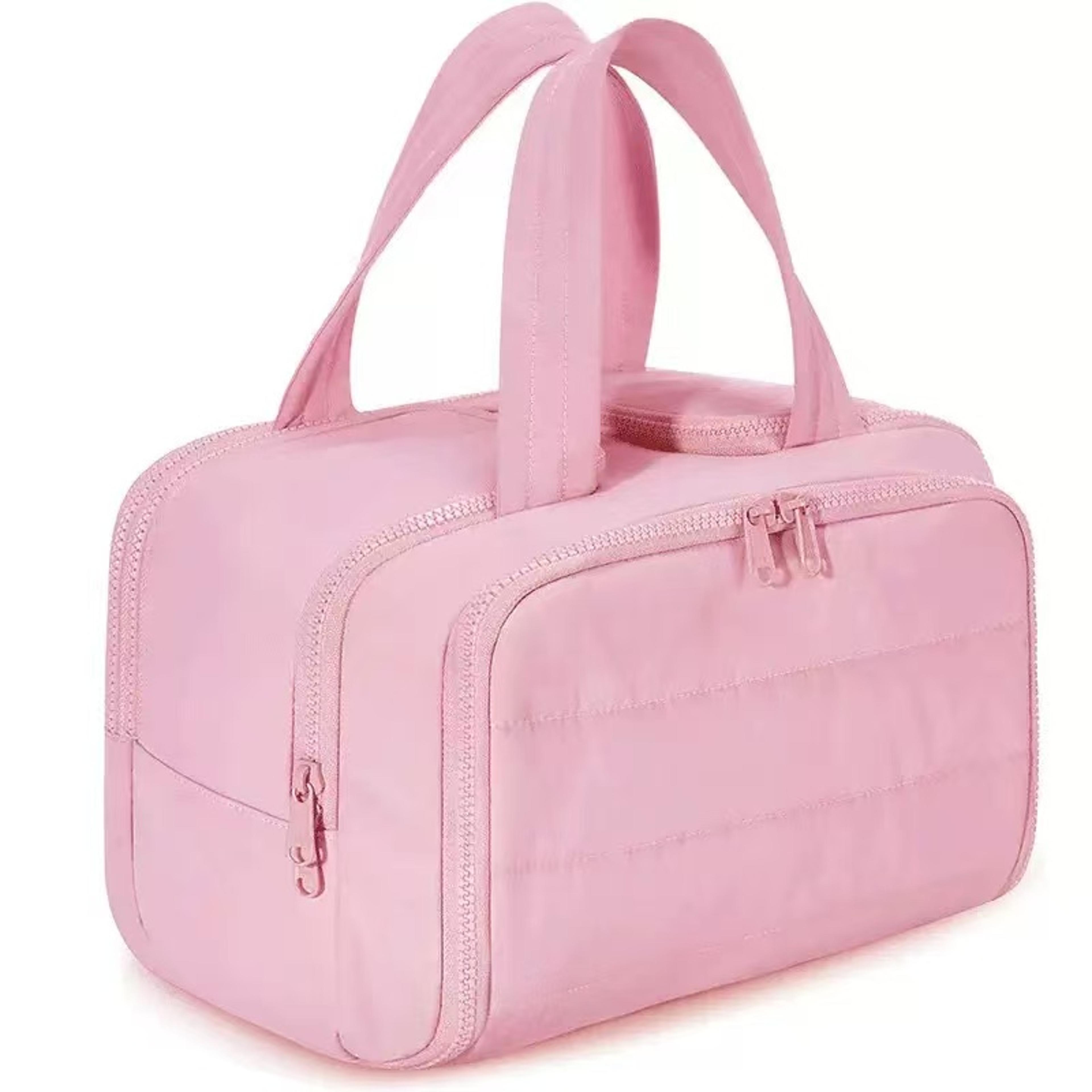 lightweight makeup bag for women, large capacity travel cosmetic pouch, portable wash bag, handheld toiletry organizer