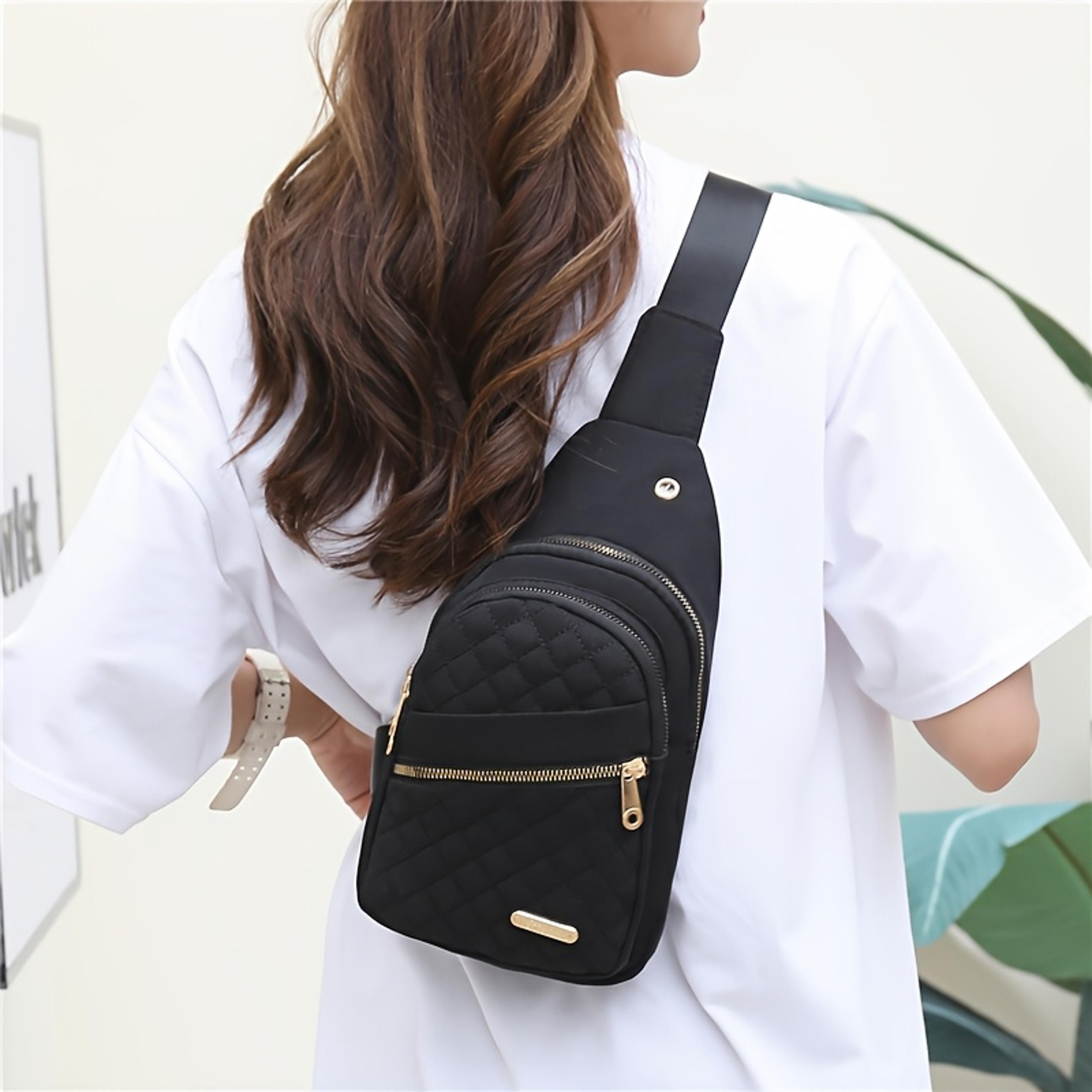Foldable Portable Lightweight Quilted Chest Bag Trendy Versatile Tote Ideal Shoulder Bag For Outdoo 4