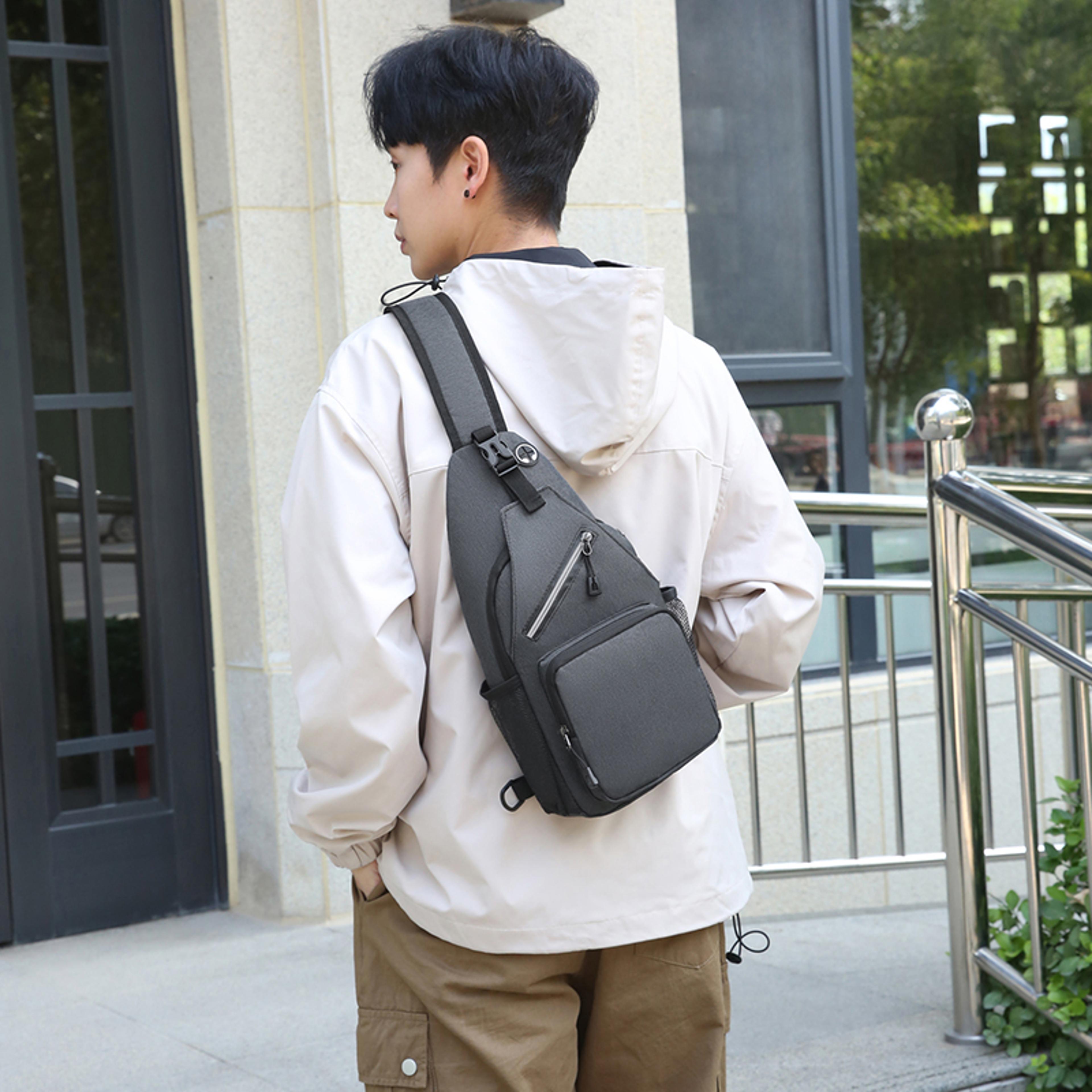 portable shoulder bag crossbody bag, men's adjustable chest bag, outdoor sports, great for traveling and camping