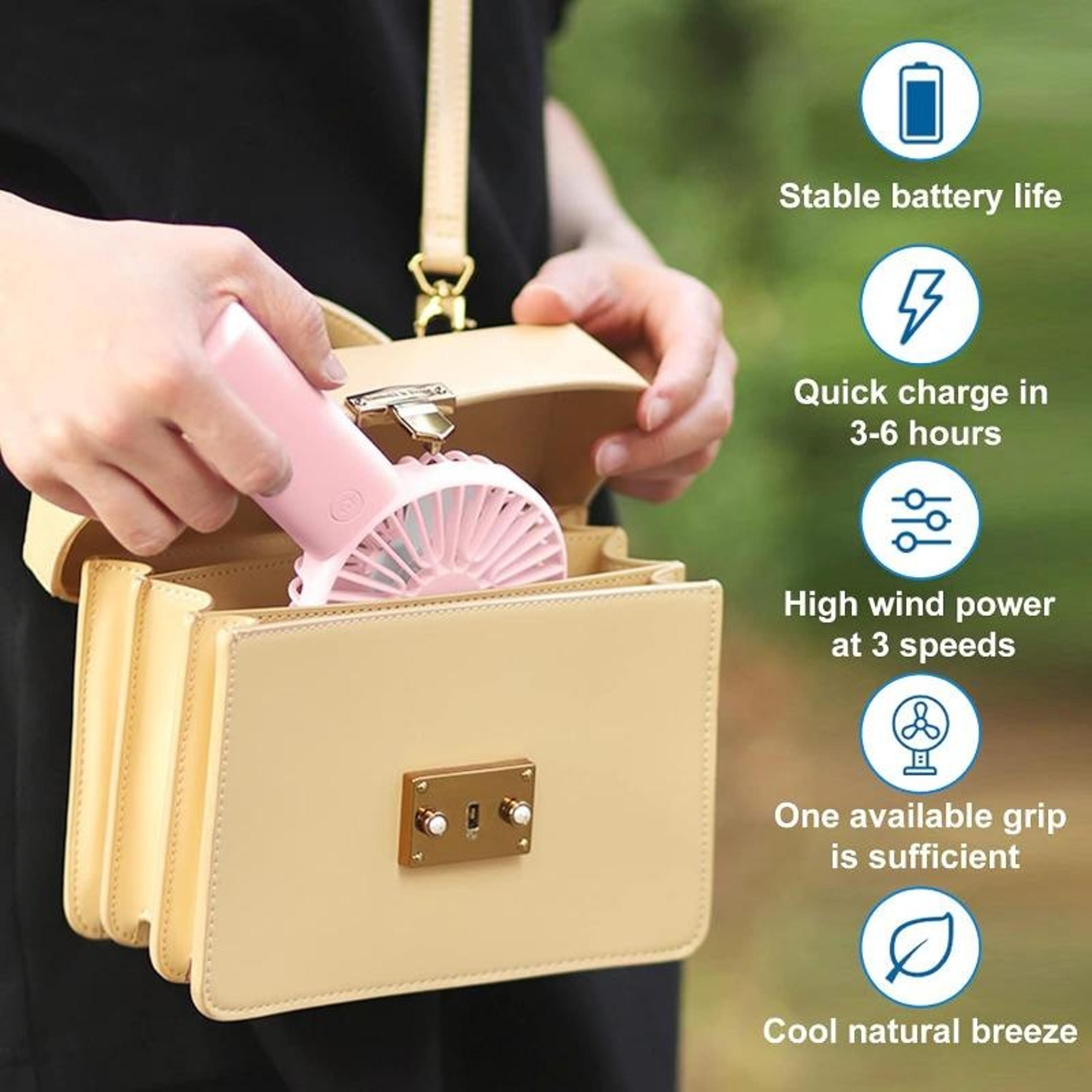 Stand Portable Mini Fan USB Rechargeable Handheld Fan With Phone Holder 4