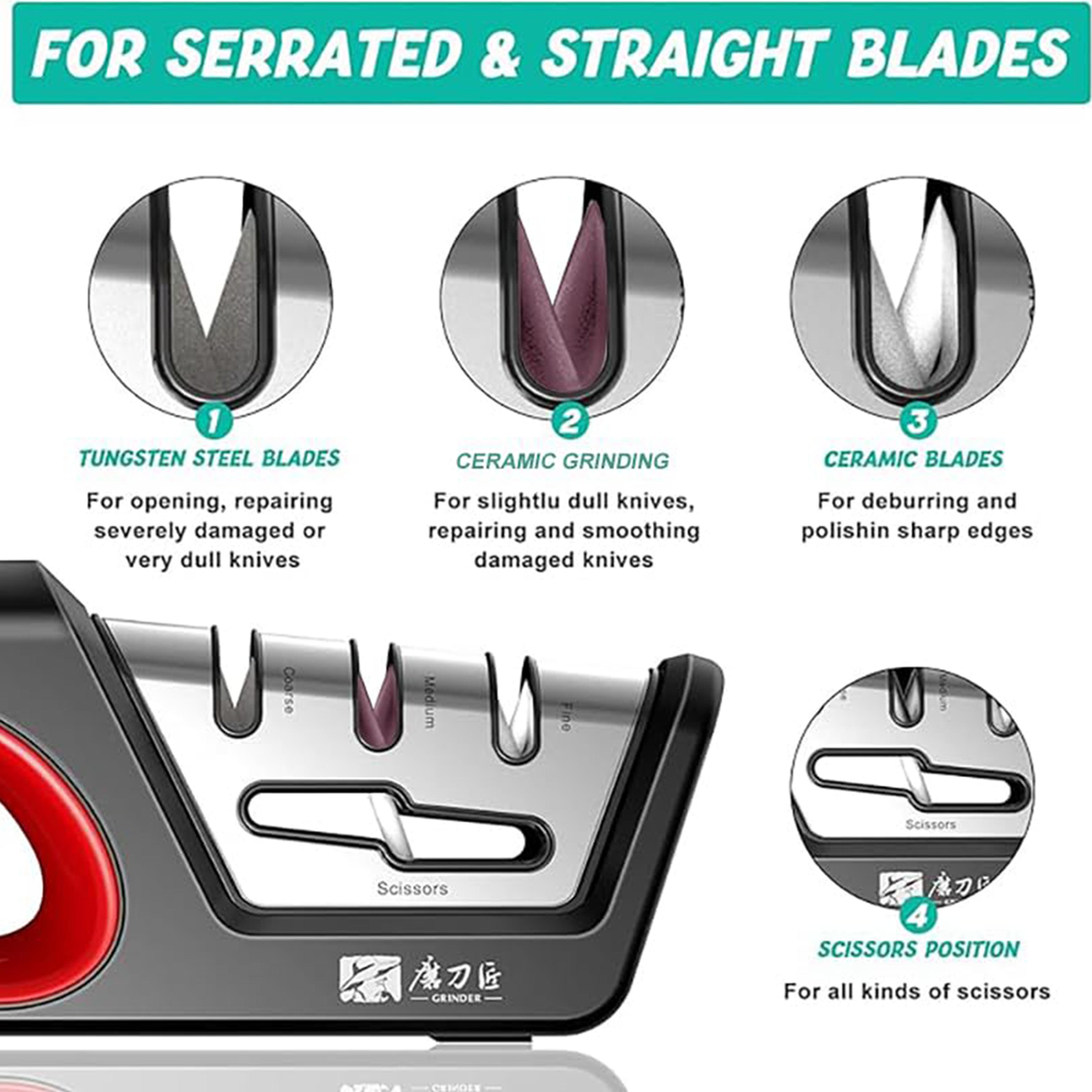 Stage Kitchen Knife Sharpener With Scissors Sharpener Manual Diamond Tungsten Ceramic Tool 1