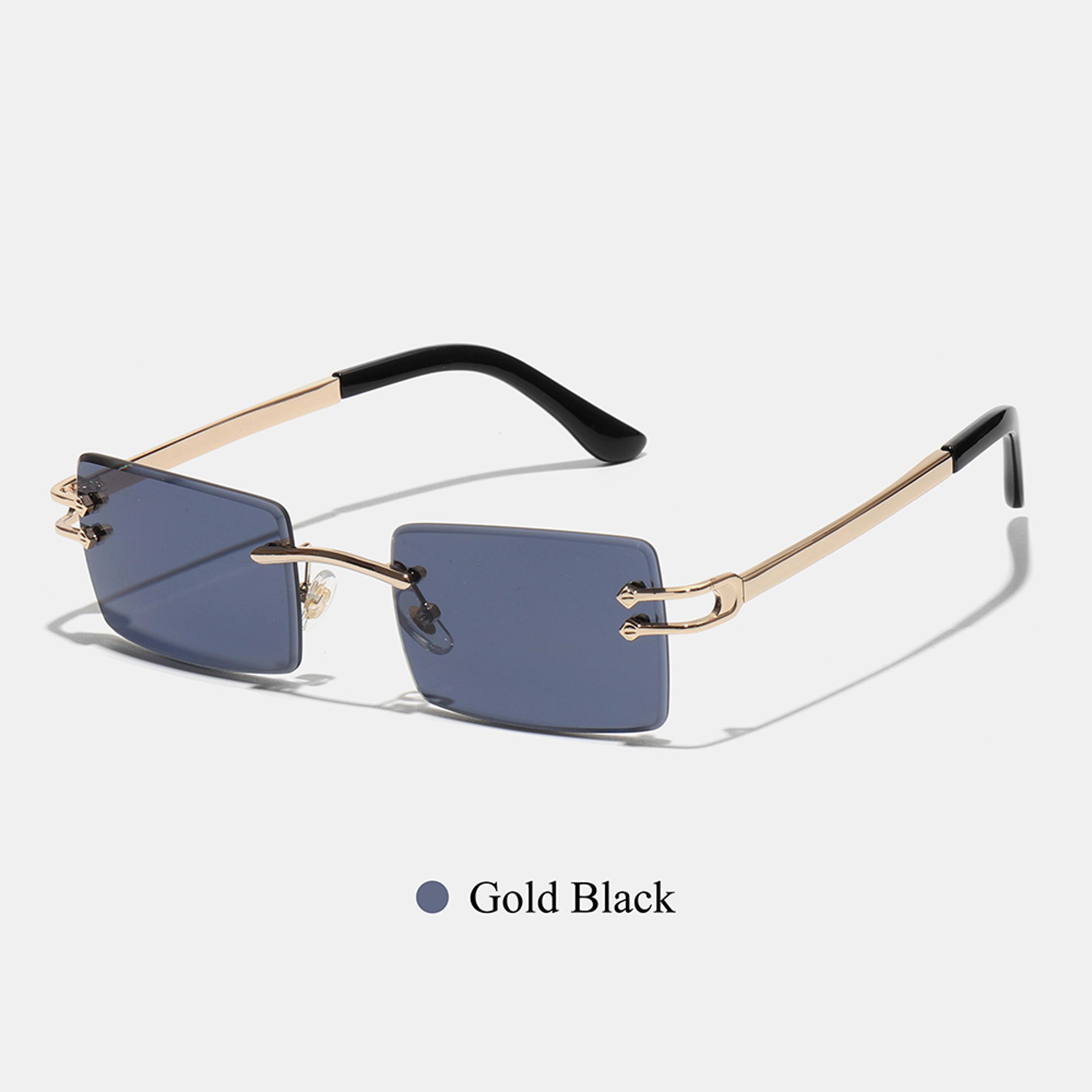 Rimless Square Sunglasses With Diamond Cut Lenses For Men  Women 4