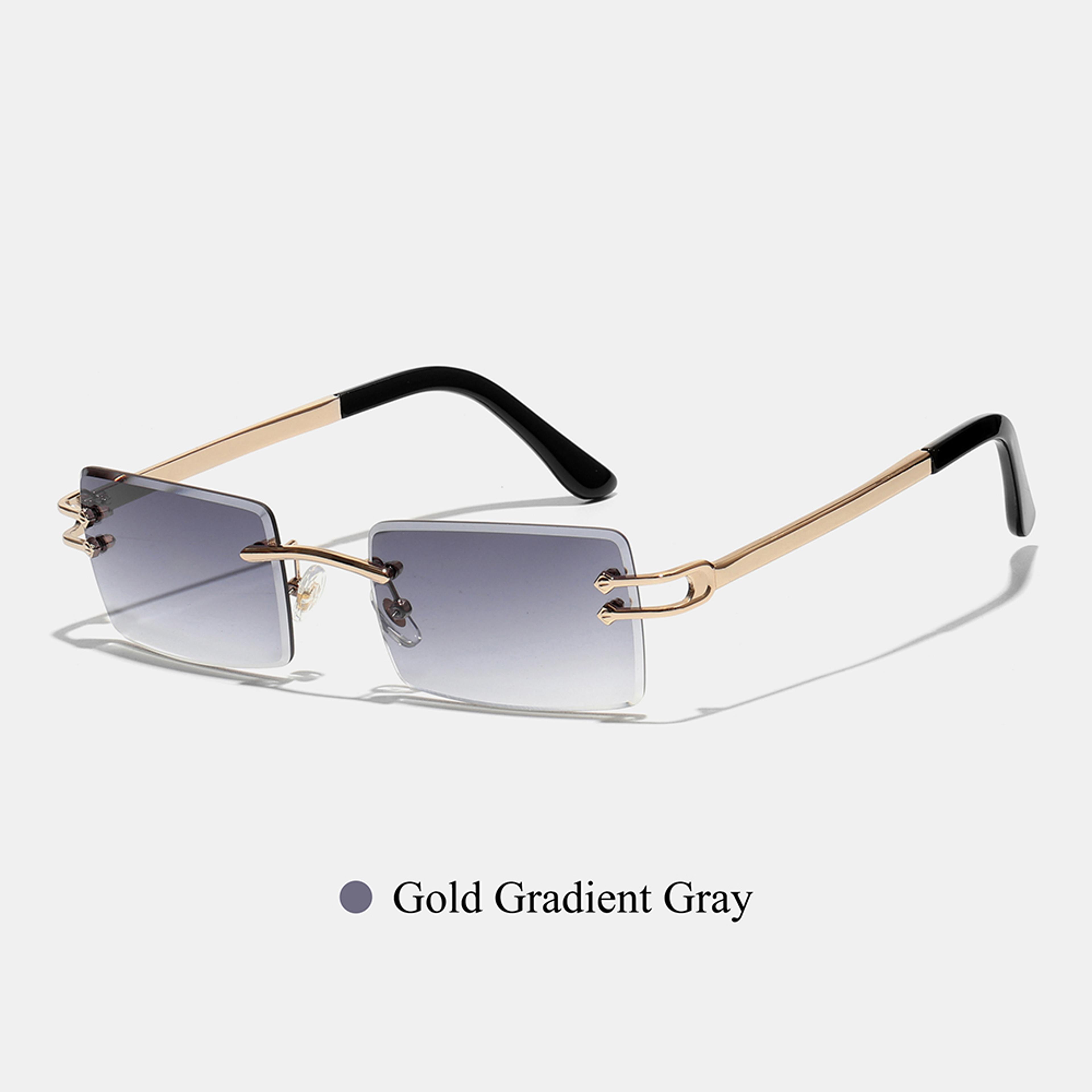 Rimless Square Sunglasses With Diamond Cut Lenses For Men  Women 7