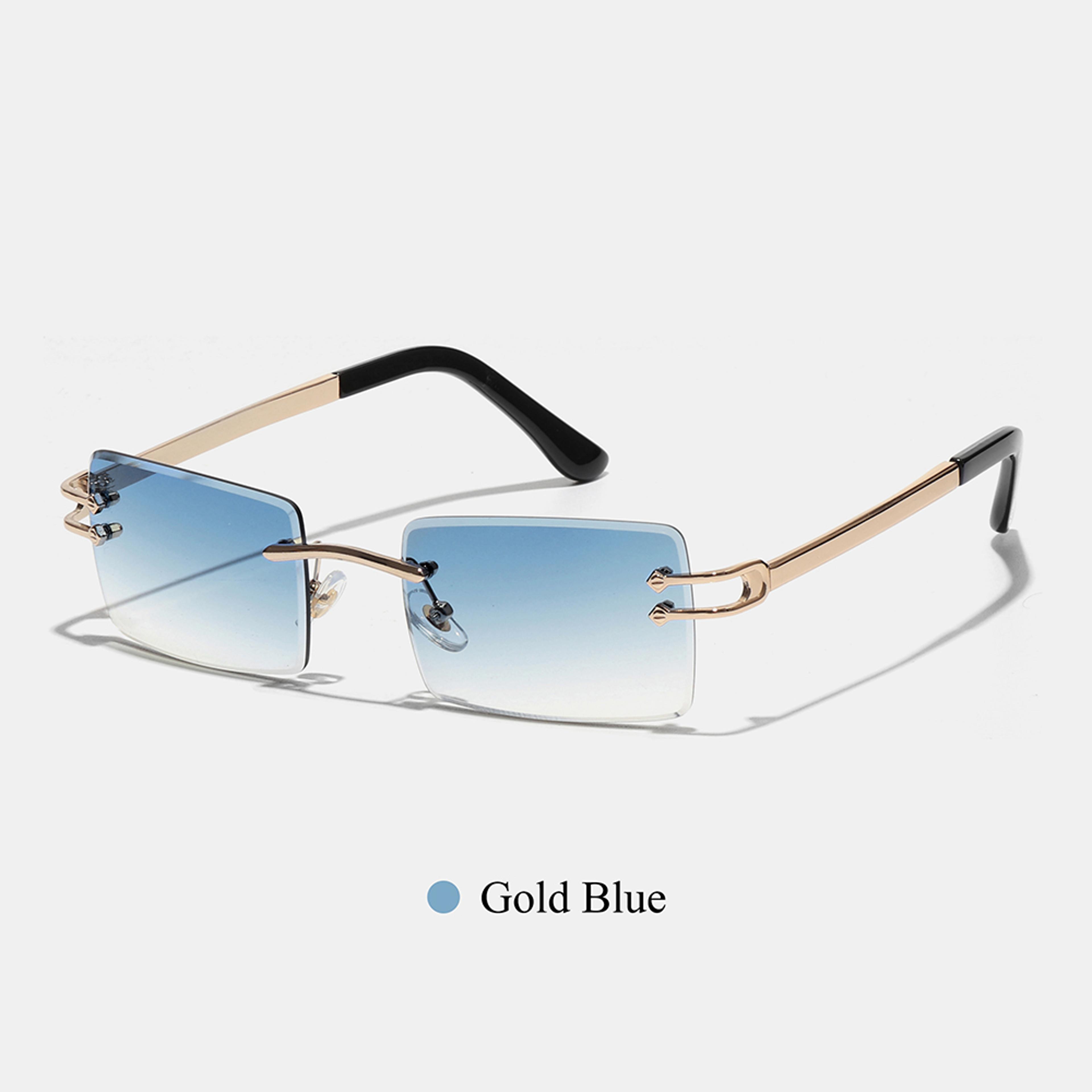 Rimless Square Sunglasses With Diamond Cut Lenses For Men  Women 5